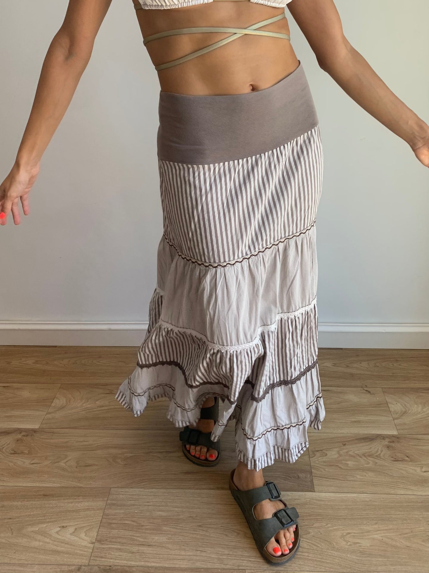 Tiered striped skirt