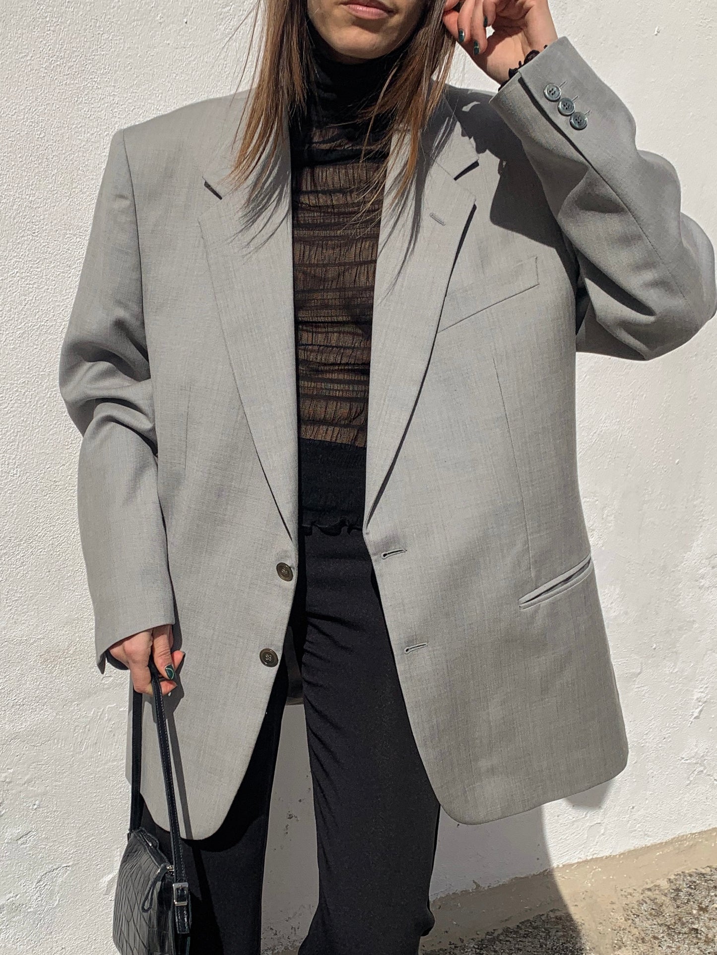Stone grey oversized blazer