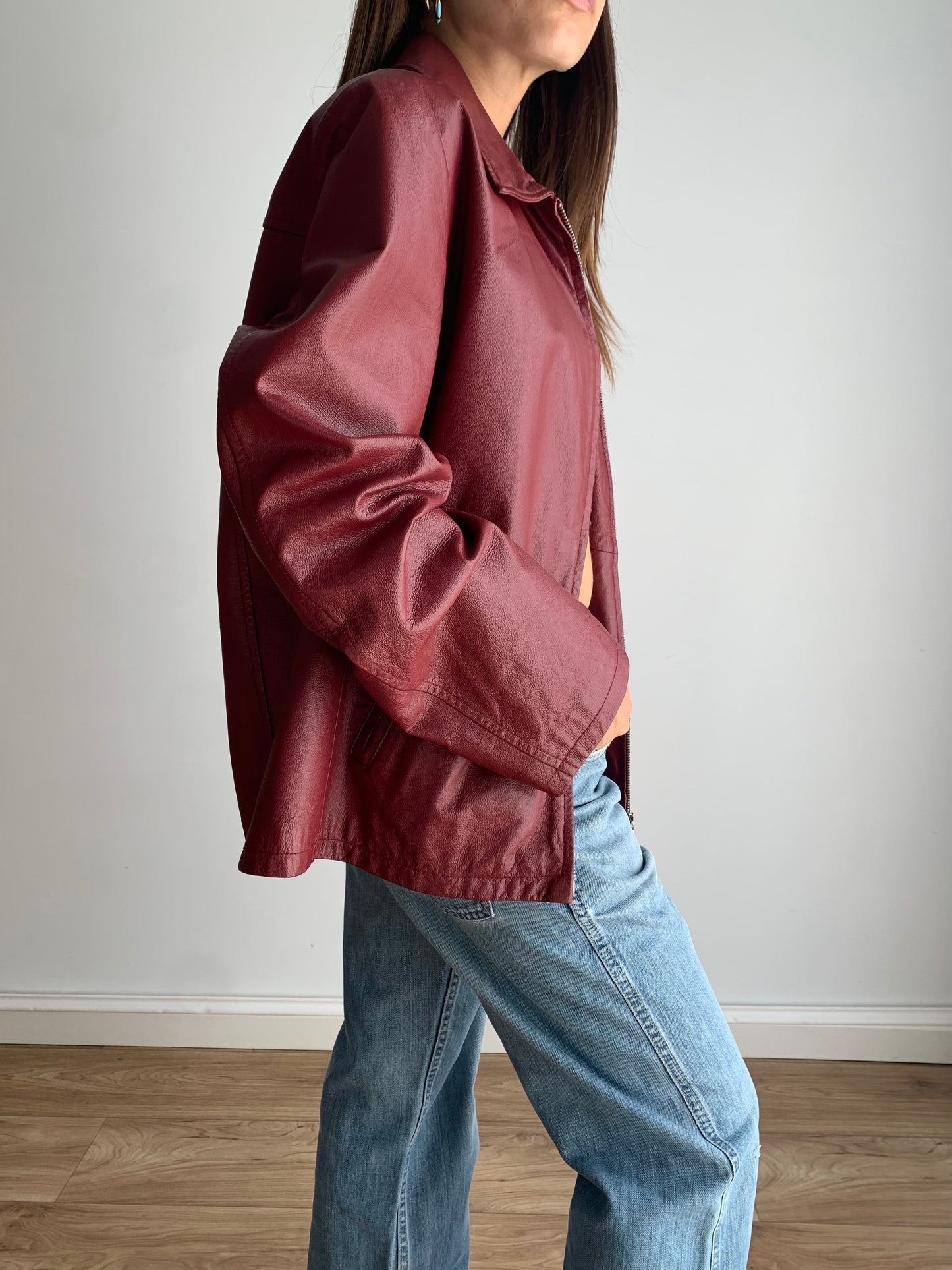 Burgundy leather jacket