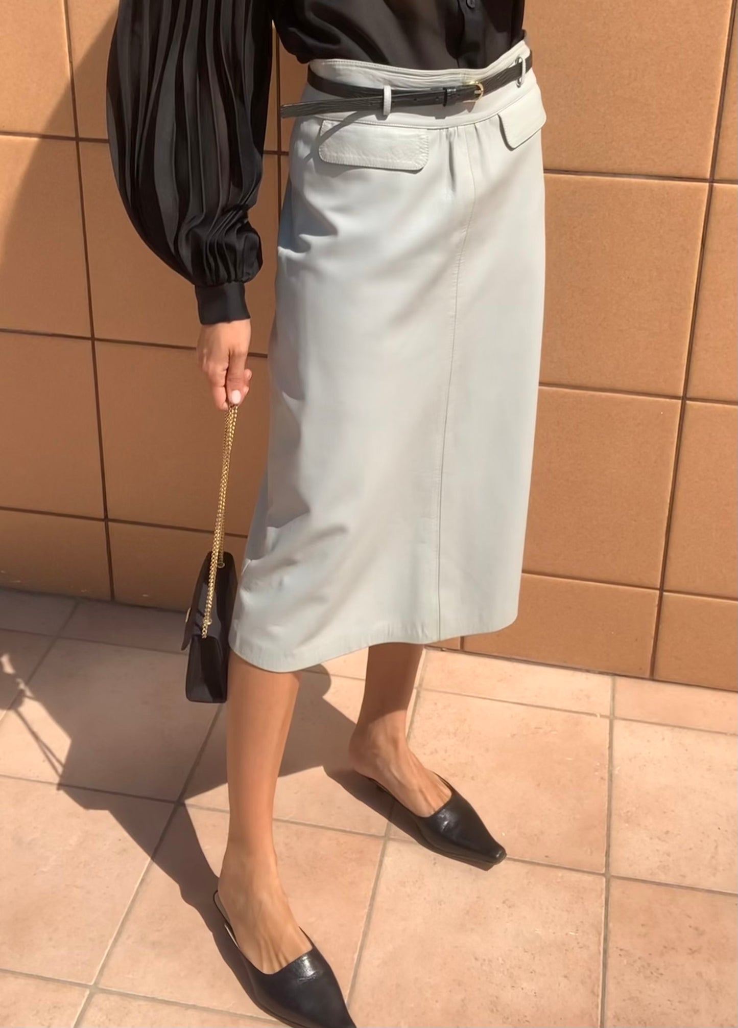 Trussardi midi leather skirt