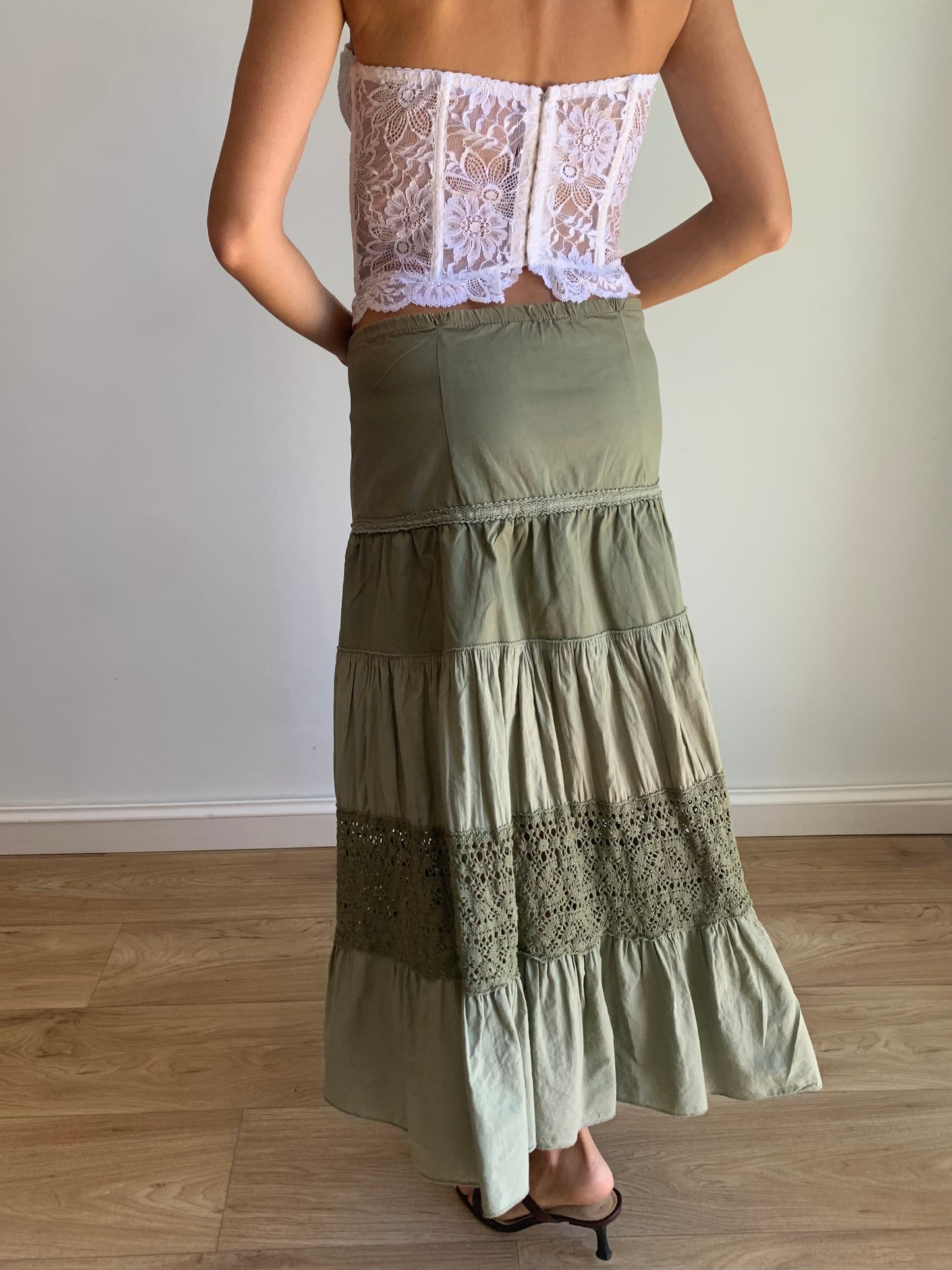 Tiered olive skirt
