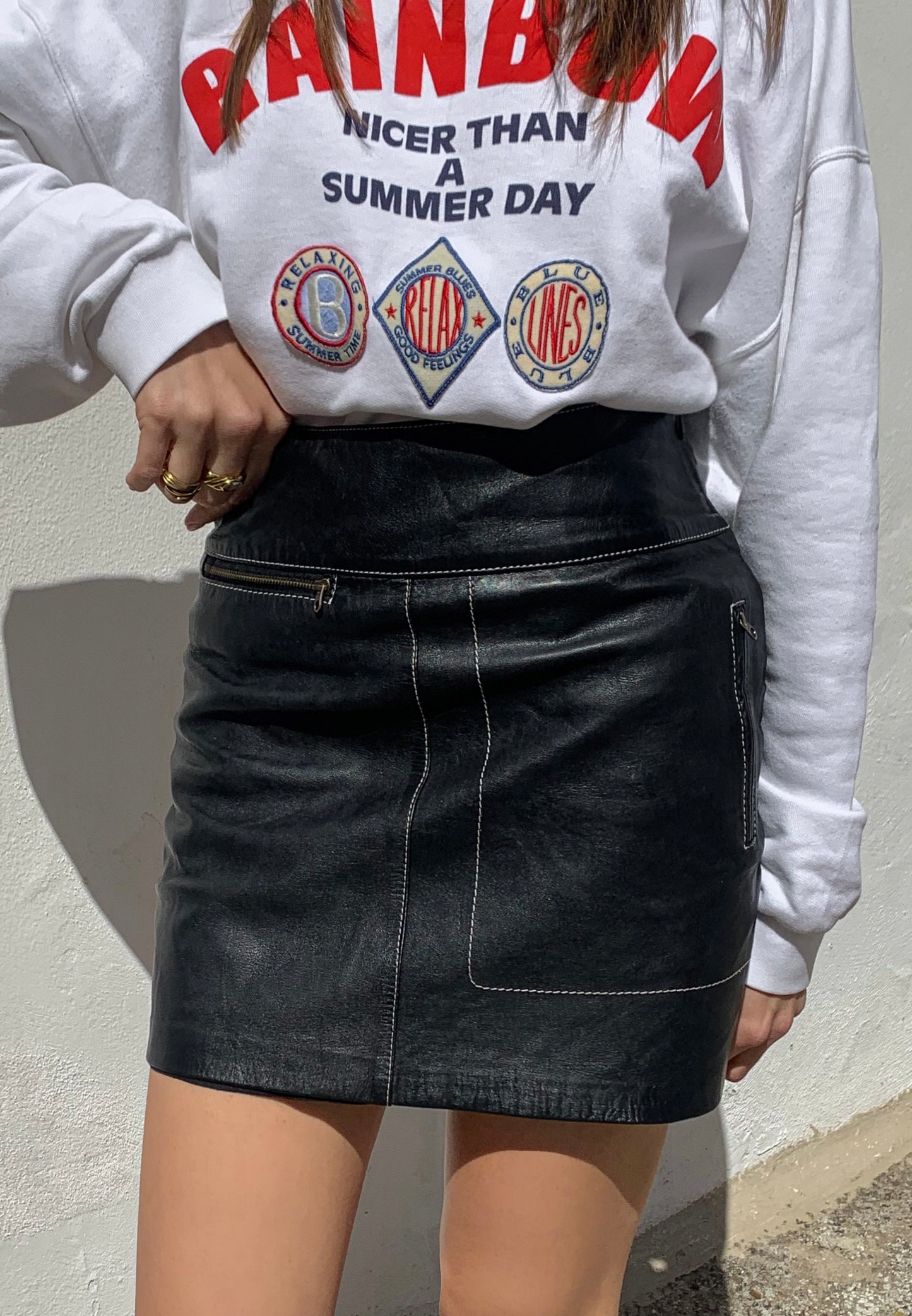 Vintage mini leather skirt