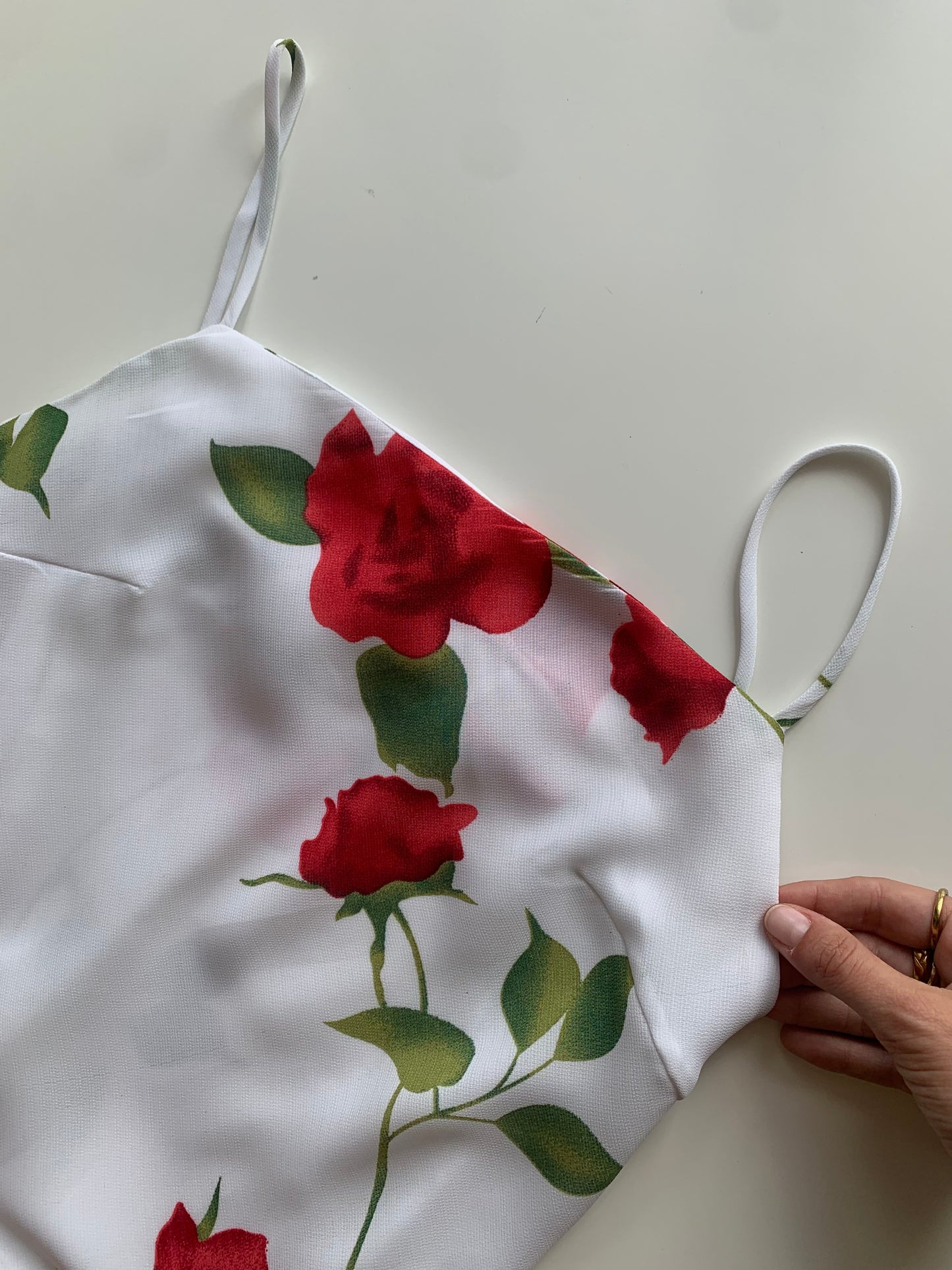 Red roses print dress