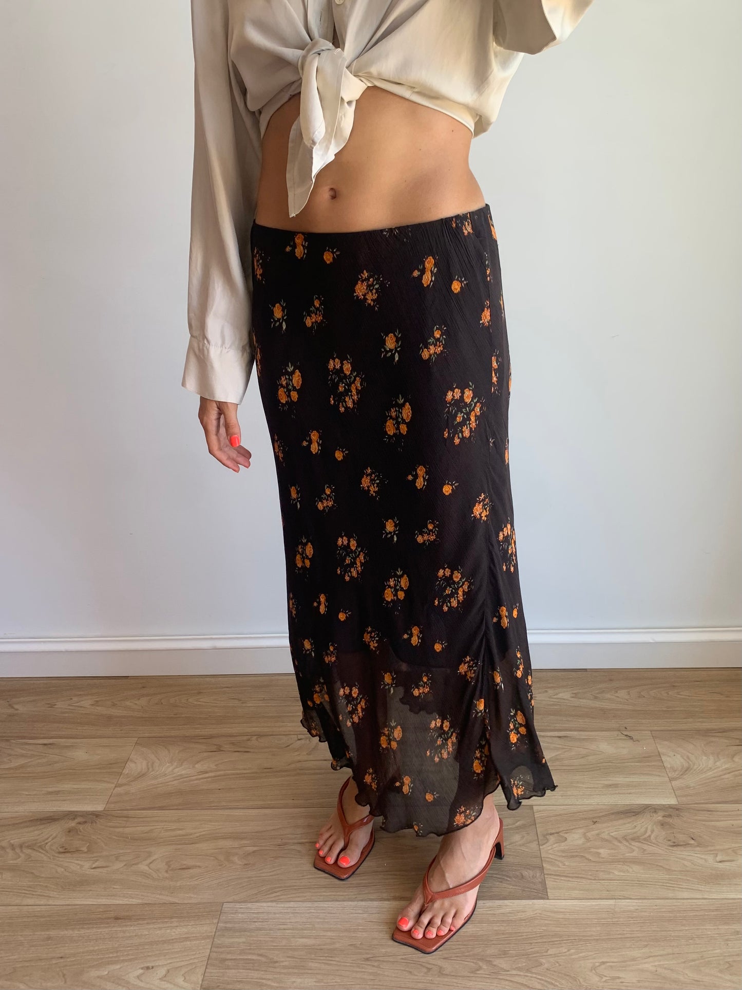 Flower midi skirt