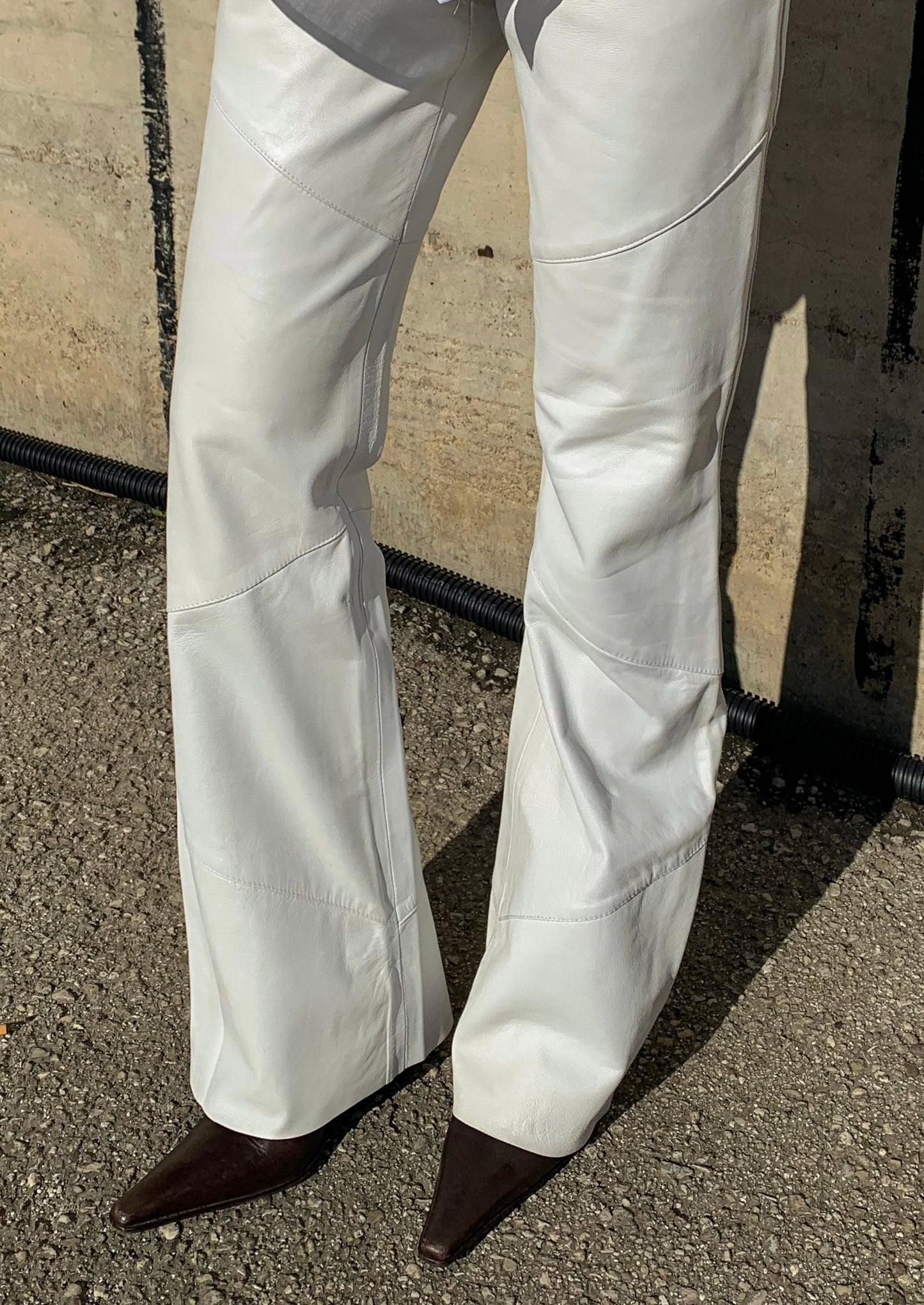 Vintage latte leather pant