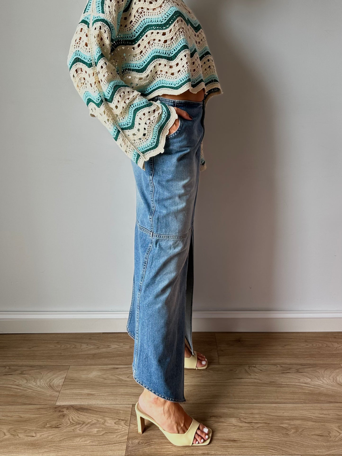 Denim maxi skirt