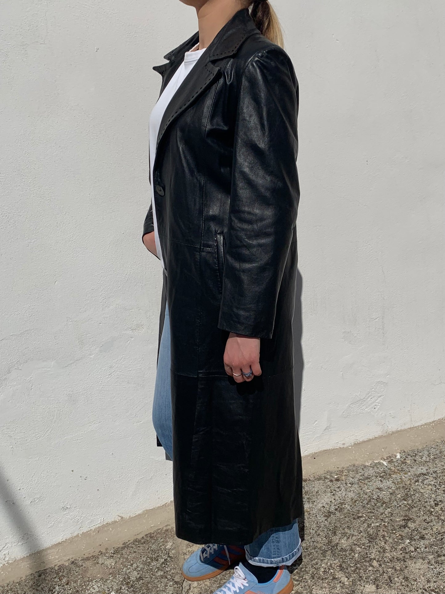 Vintage x-long leather trench coat