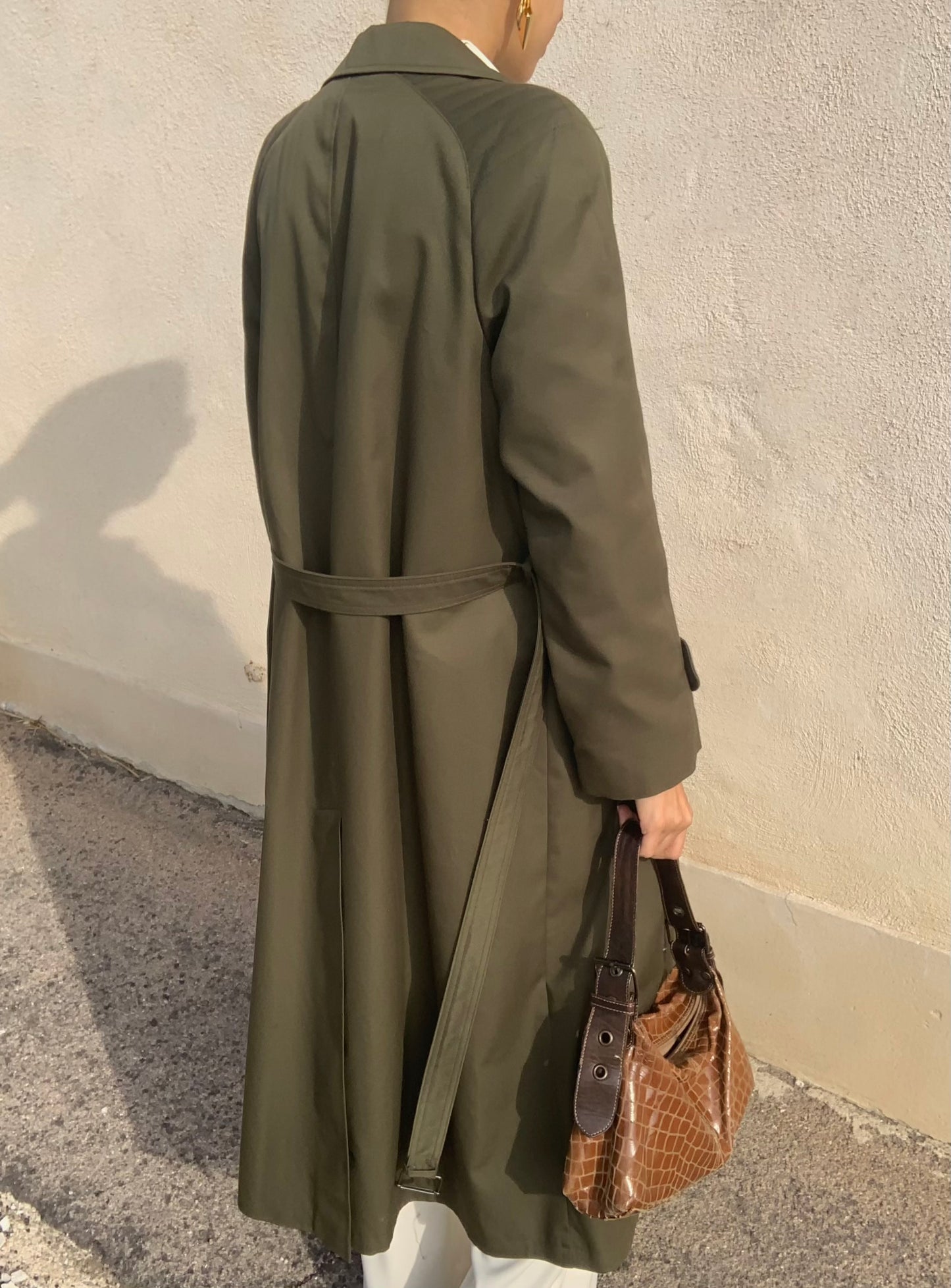 Vintage olive teddy trench coat
