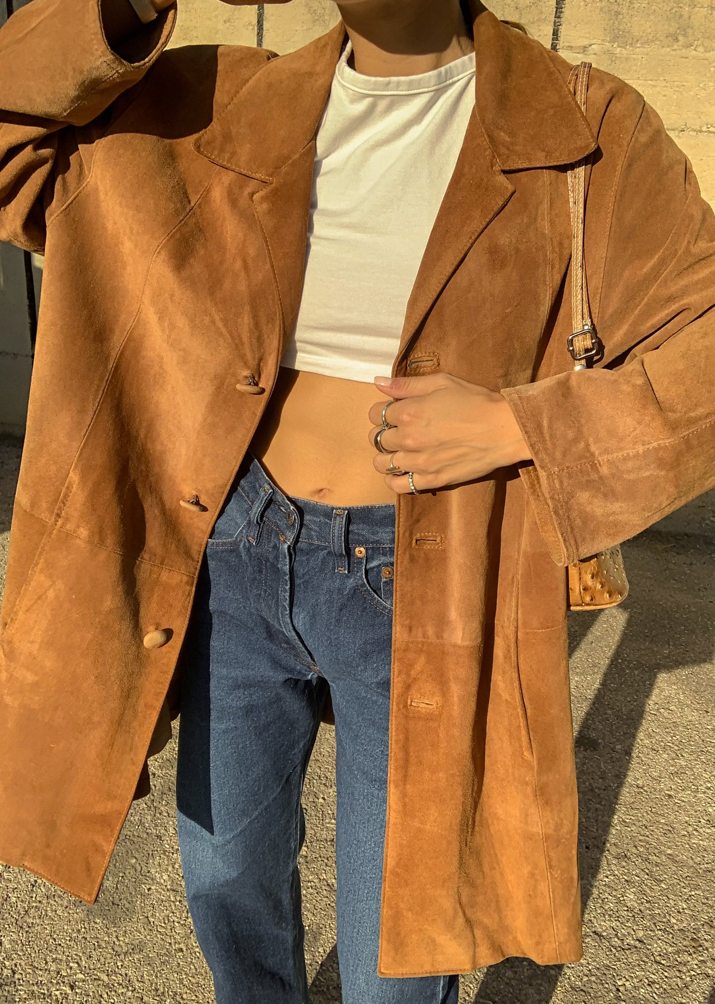 Vintage cognac suede coat