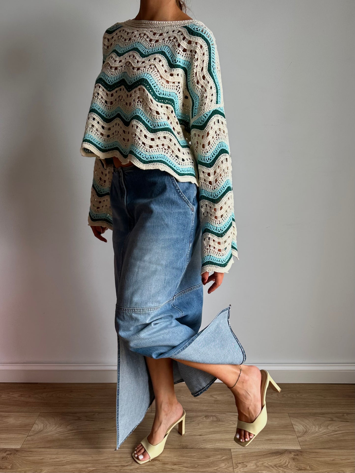 Denim maxi skirt