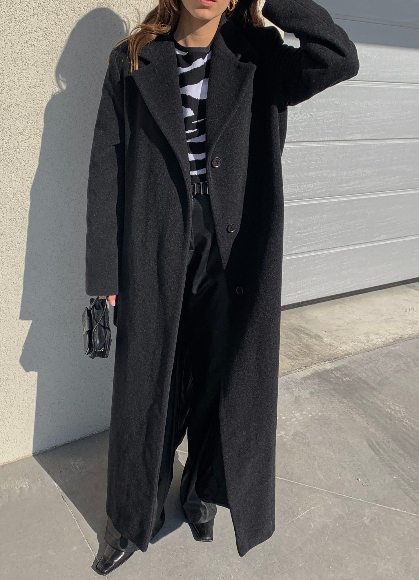 Extra long antracite coat