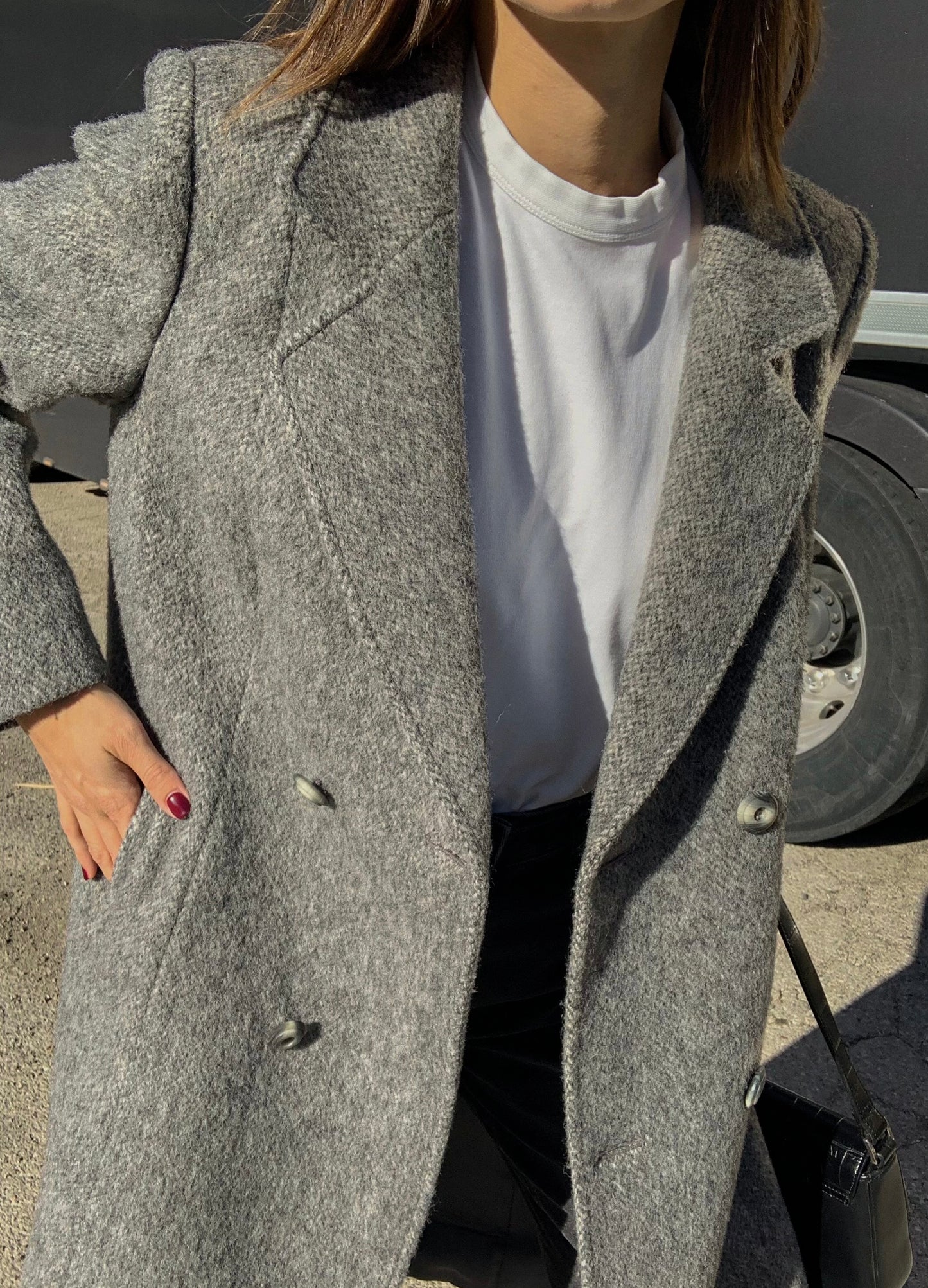 Vintage herringbone grey coat