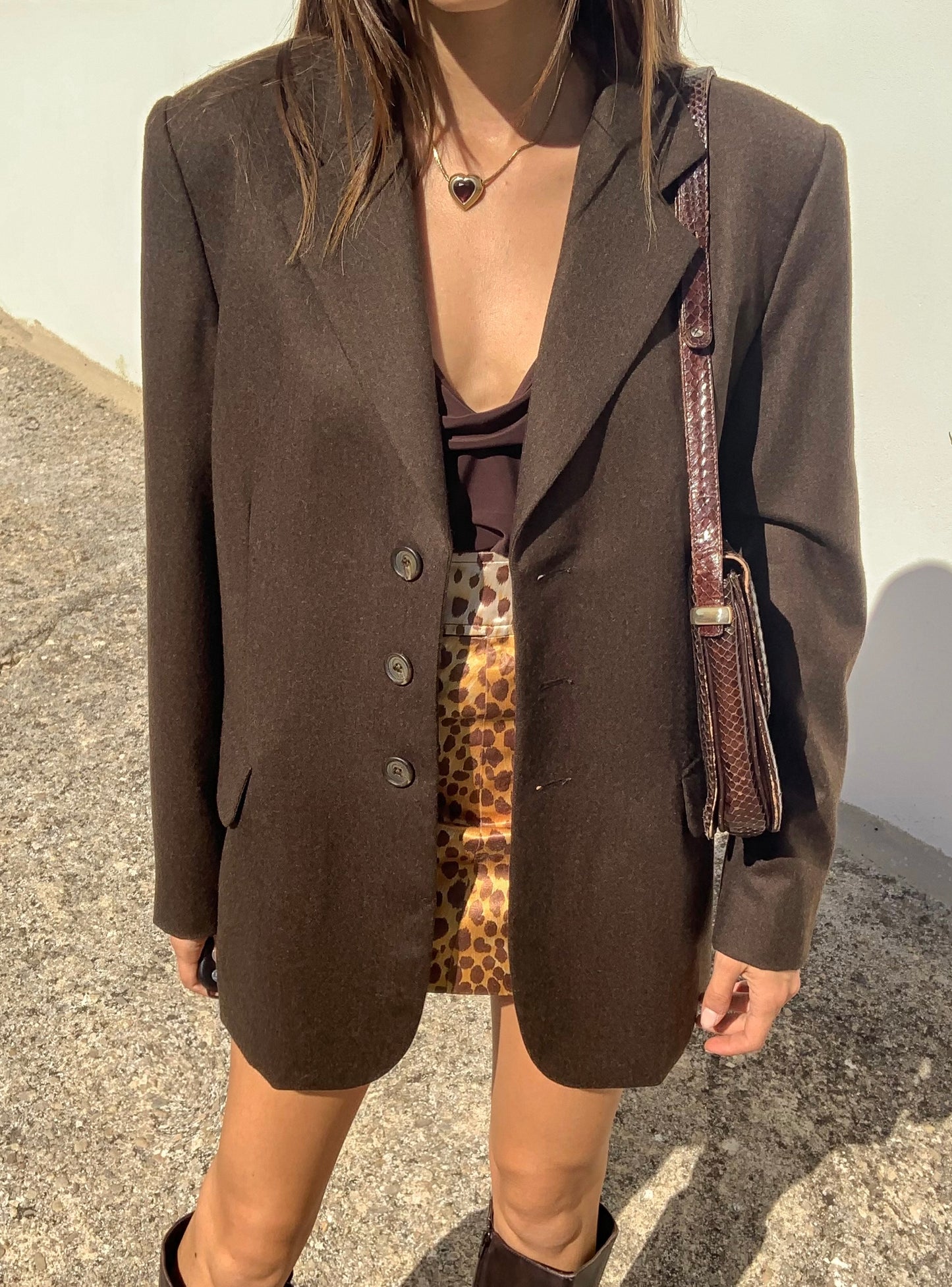Vintage pure new wool choco blazer
