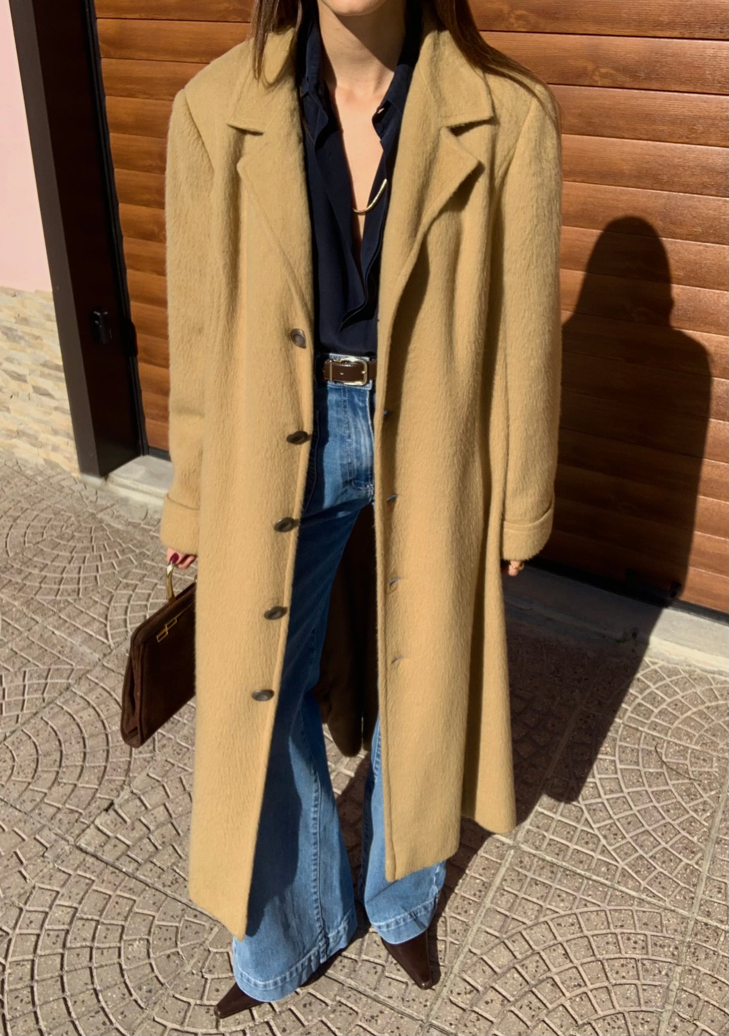 Vintage wool blend camel coat