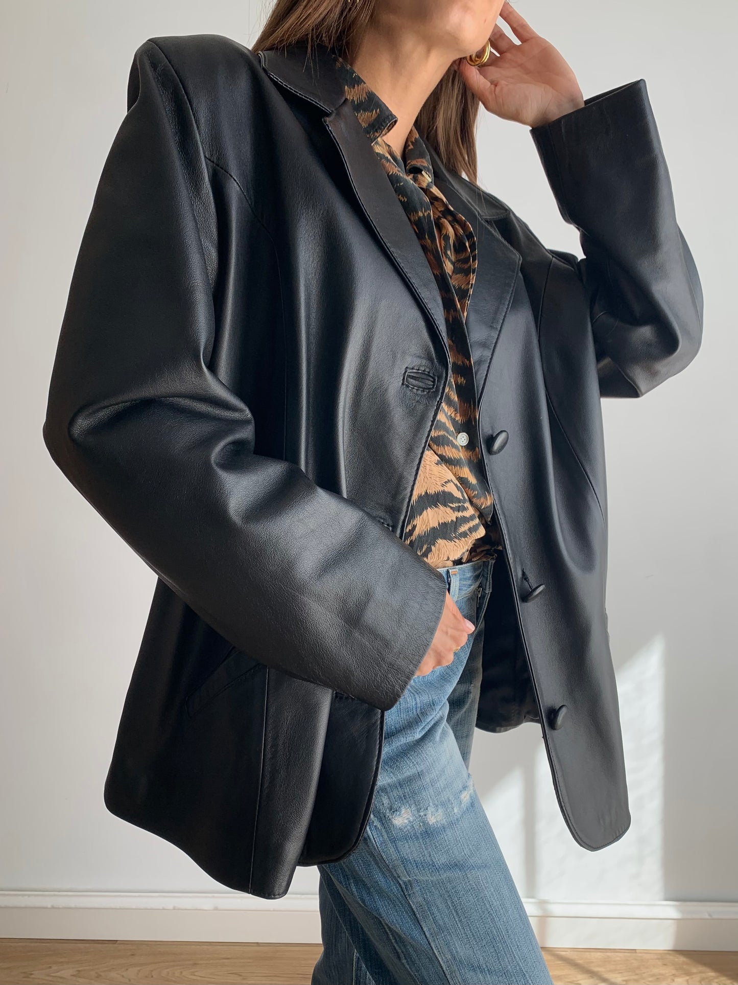 Black leather jacket