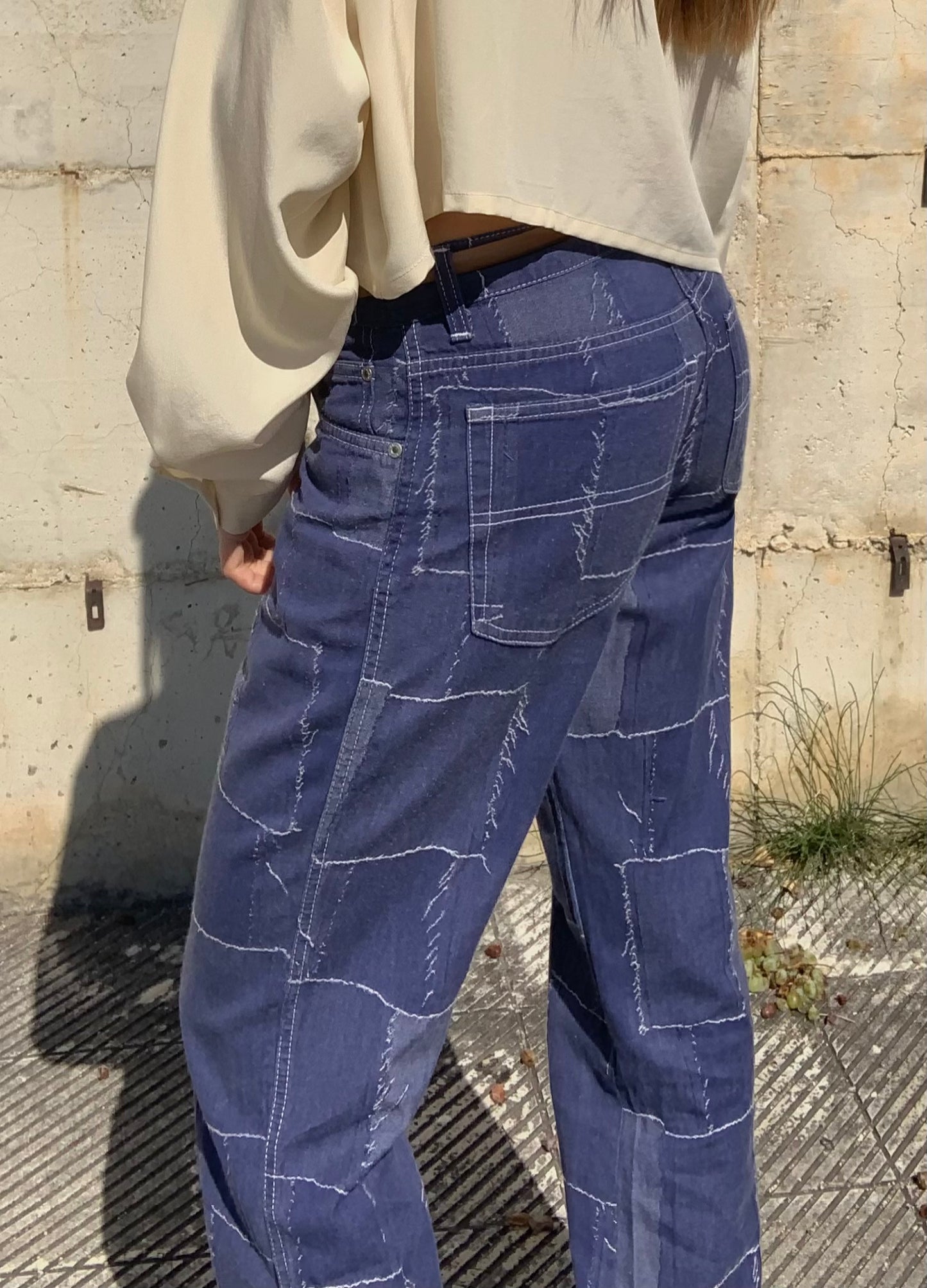 Y2k patchwork denim pants