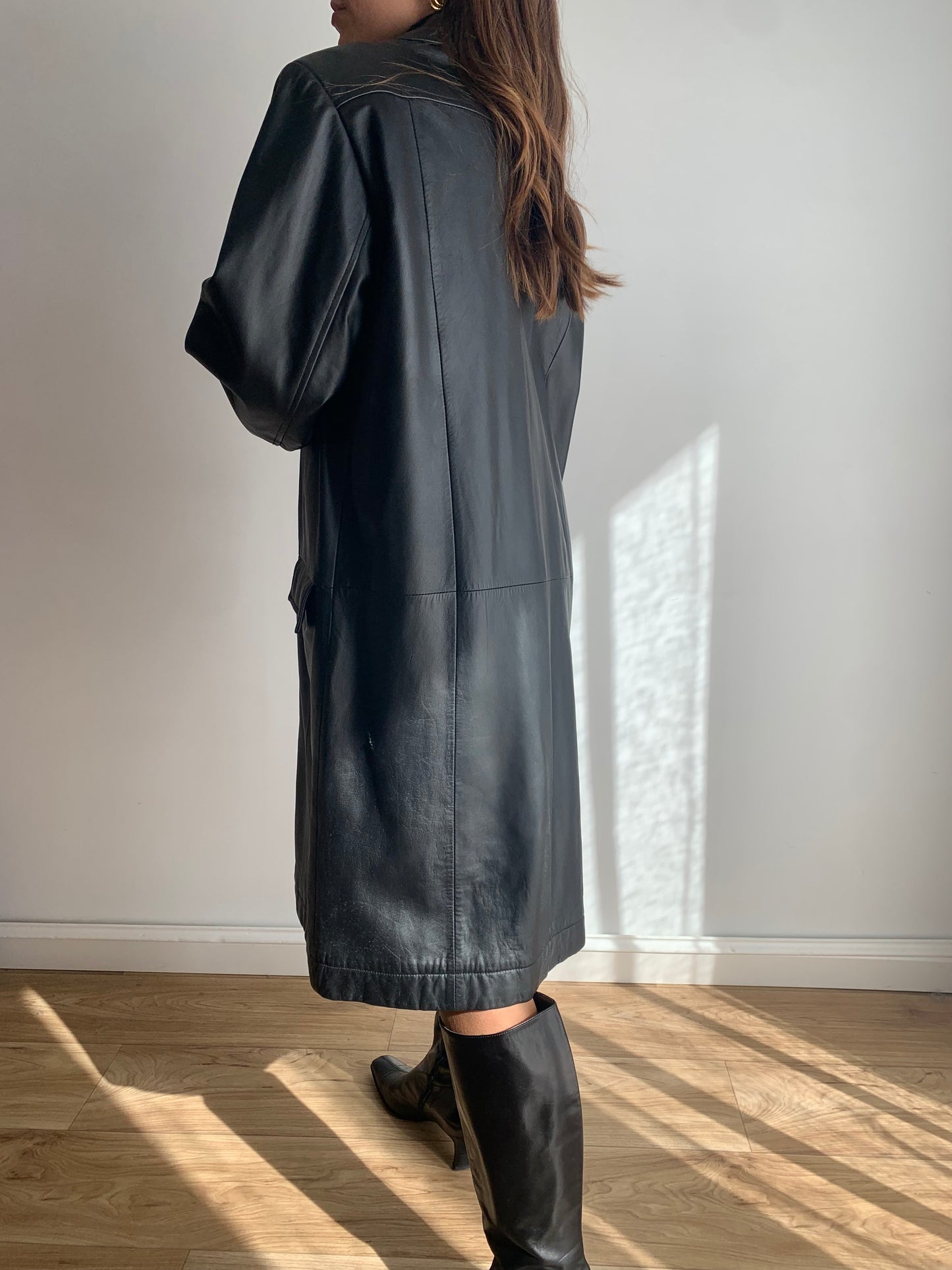 Leather trench coat