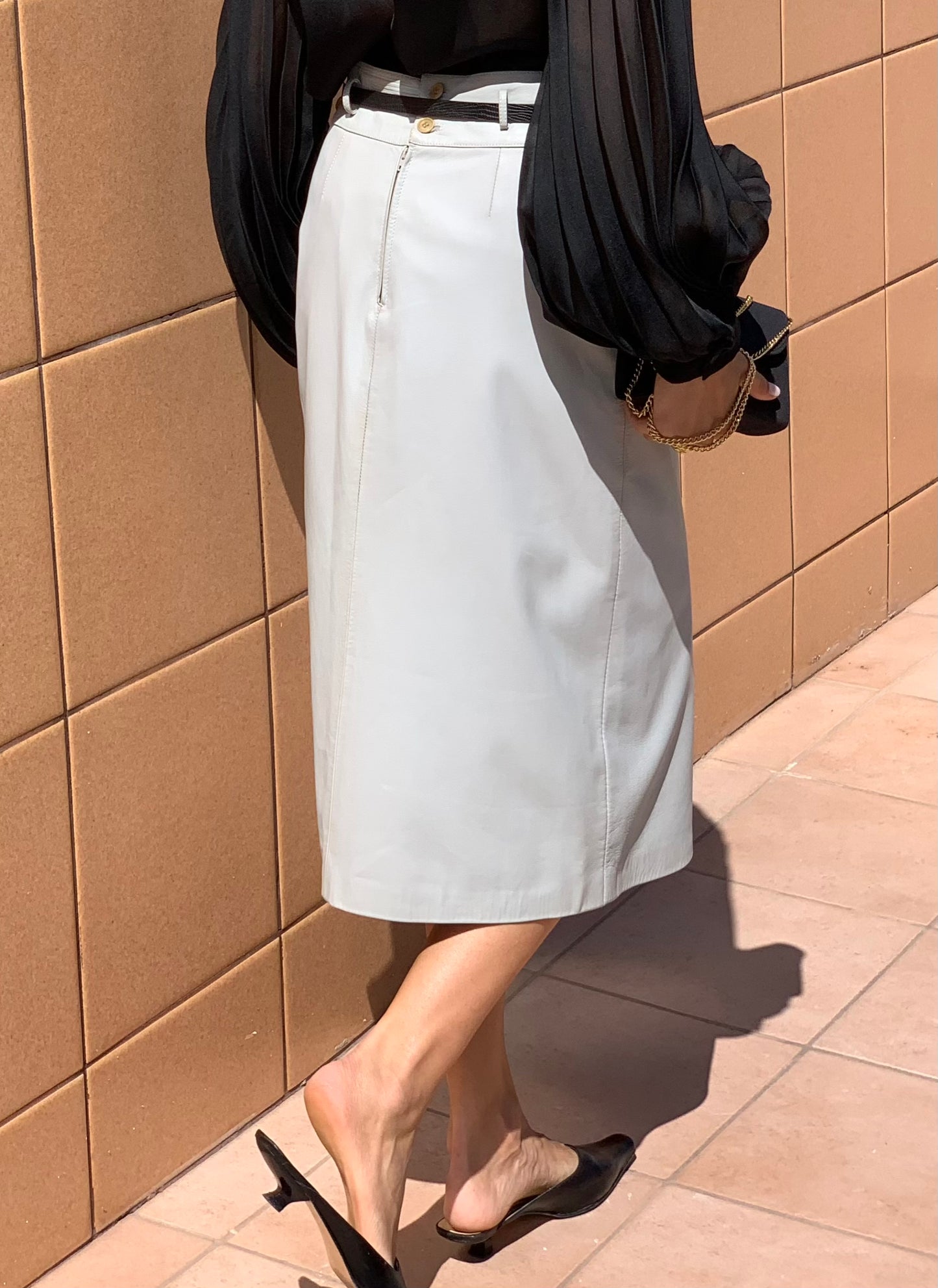 Trussardi midi leather skirt