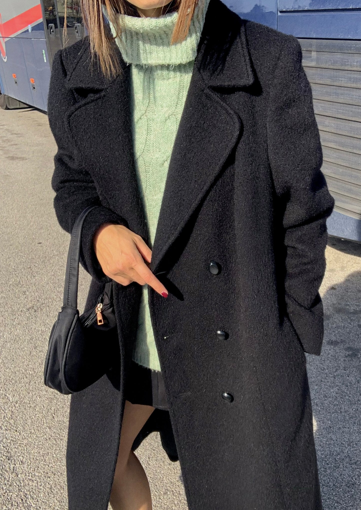 Vintage double-breasted black coat