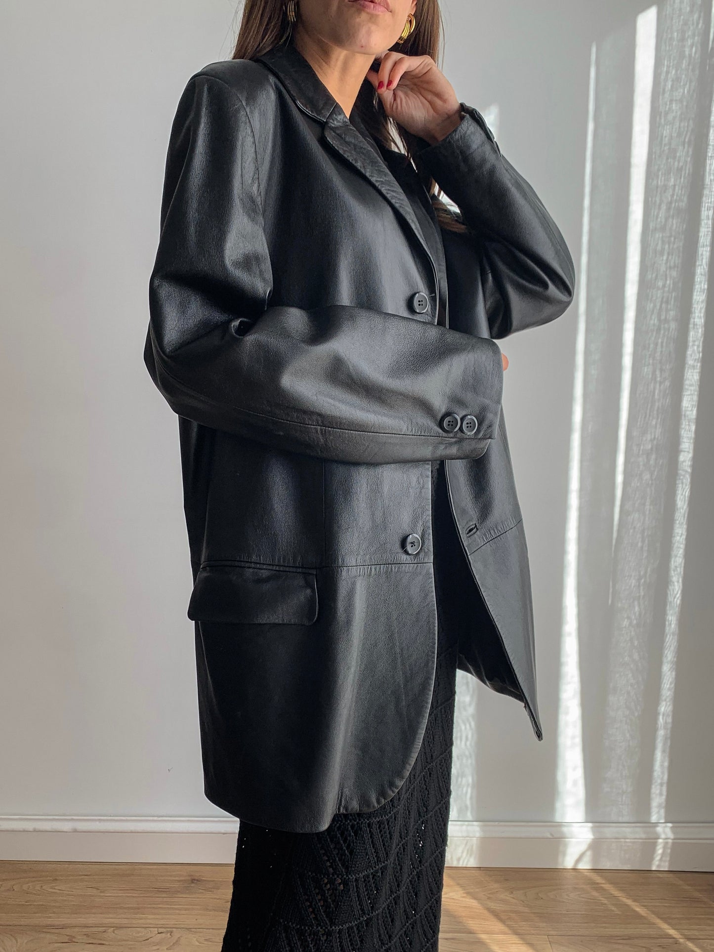 Oversized leather blazer