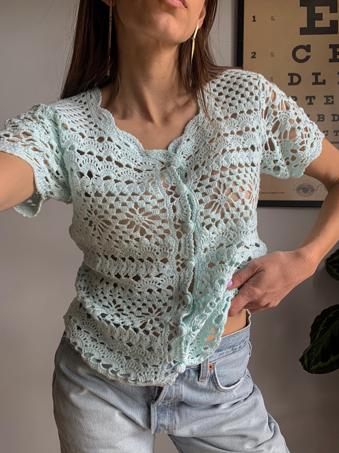 Sky blue crochet top