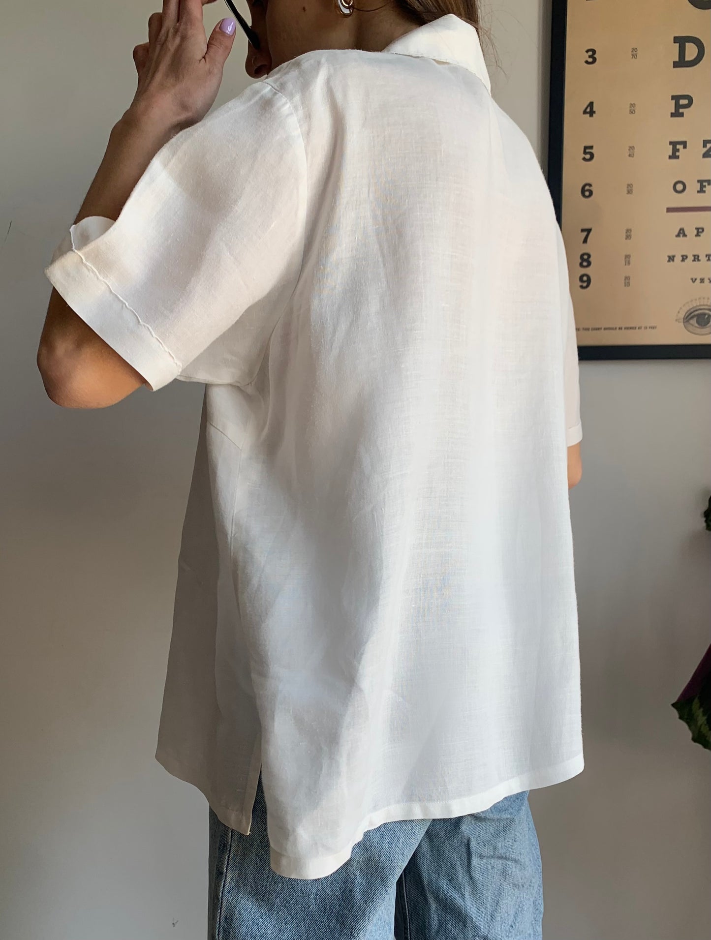 Pure linen embroidered shirt