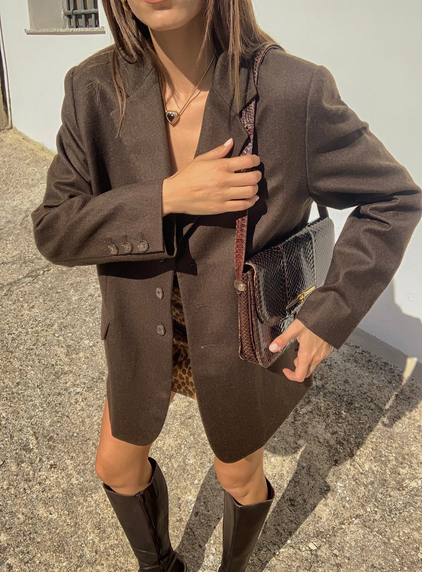Vintage pure new wool choco blazer