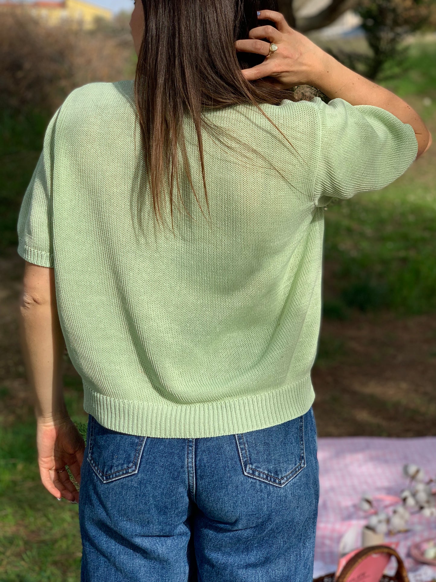 Vintage mint green lace top