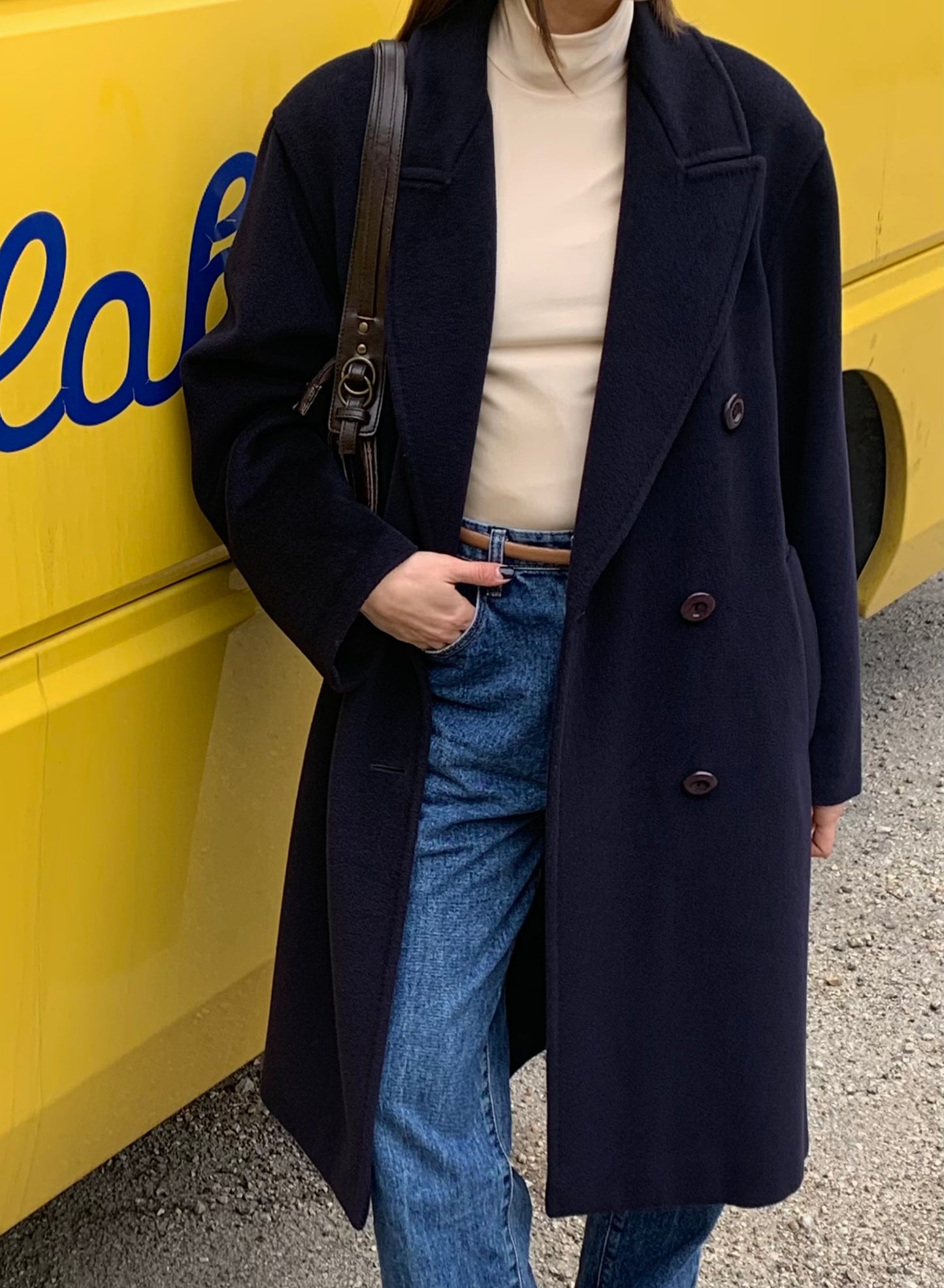 Vintage navy double-breasted coat