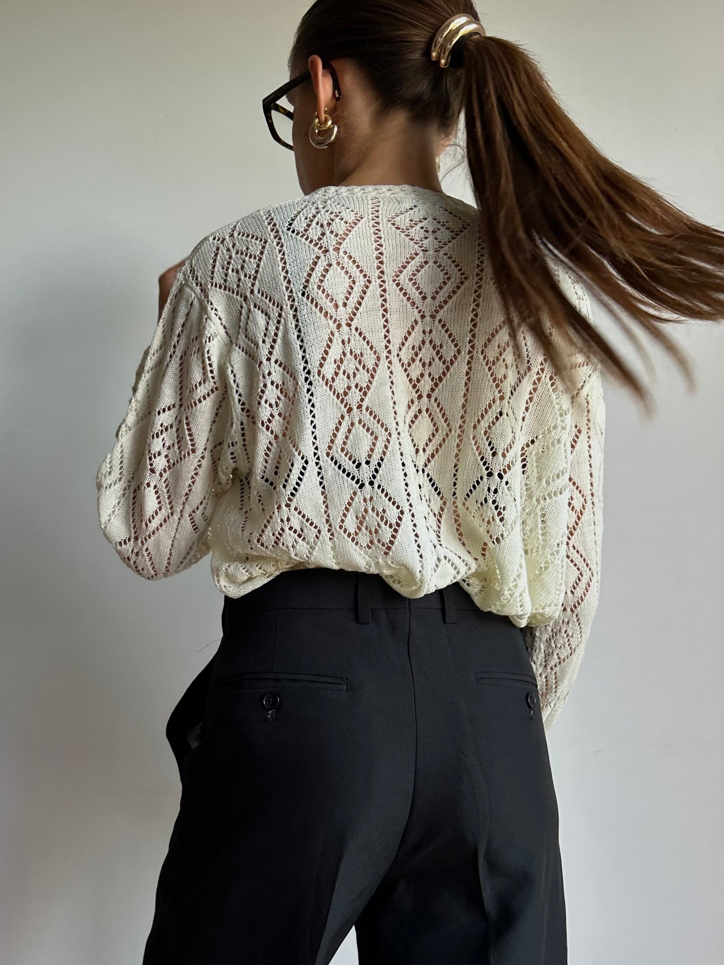 V-neck crochet cardigan