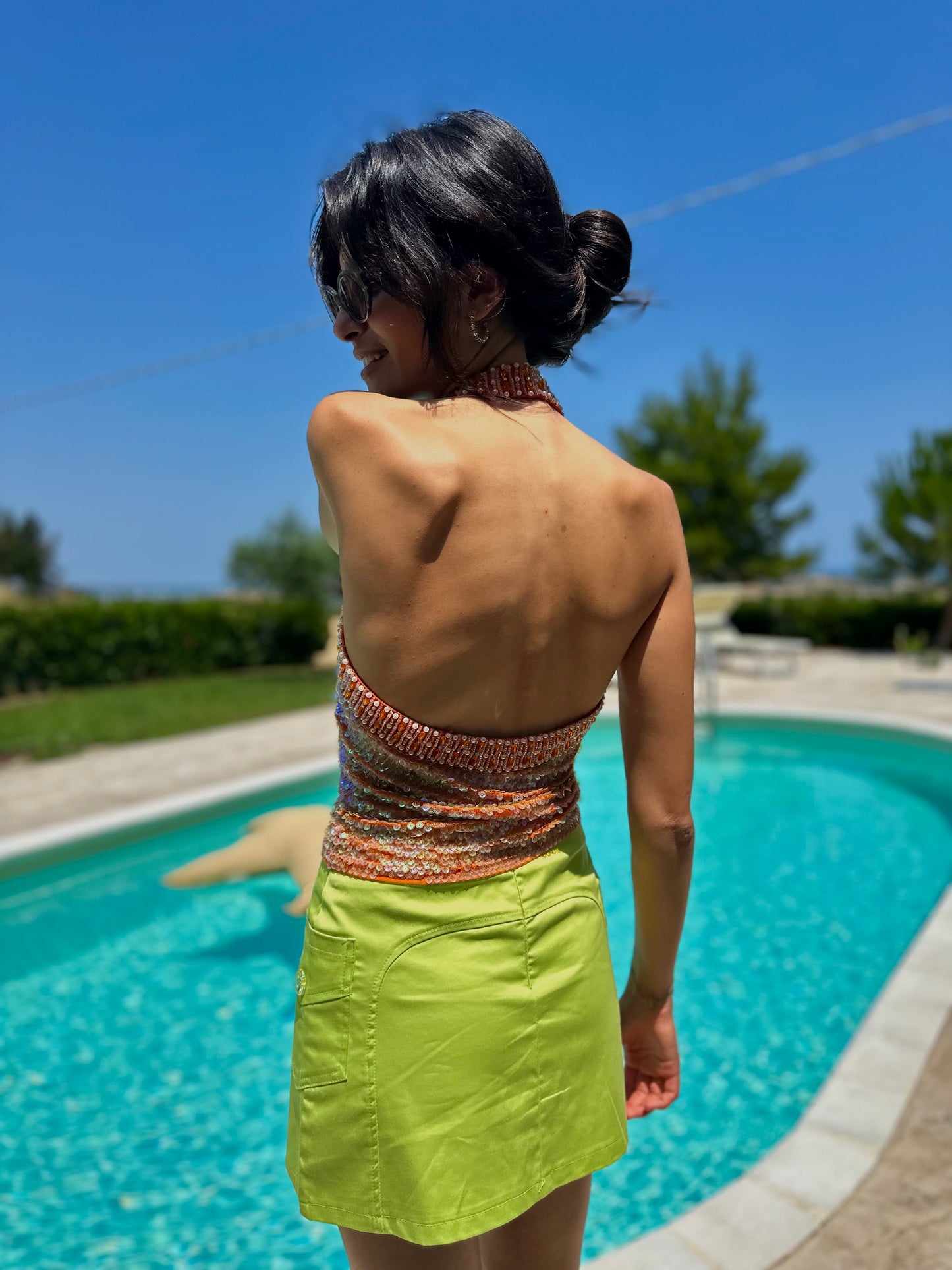 Y2k lime mini skirt
