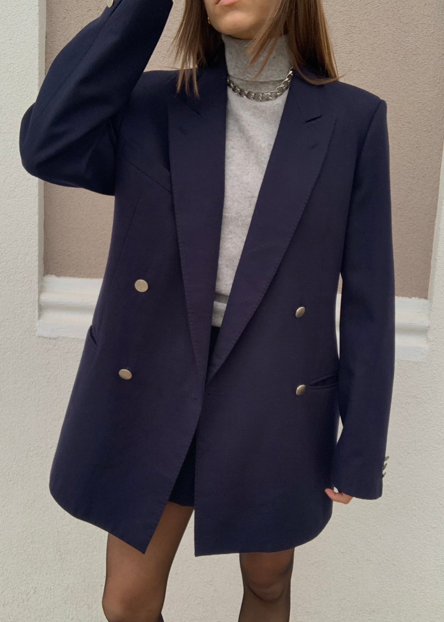 Vintage double-breasted navy blazer