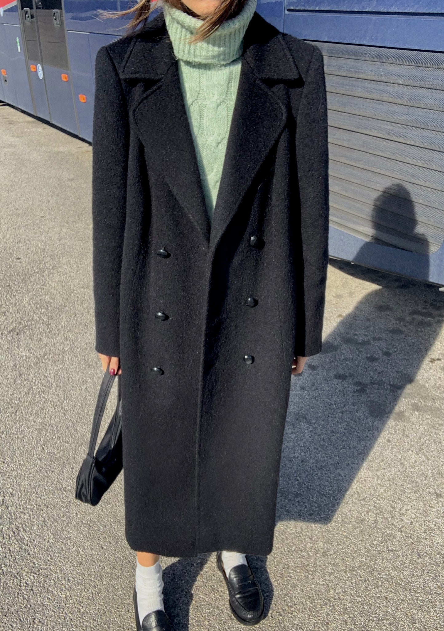 Vintage double-breasted black coat