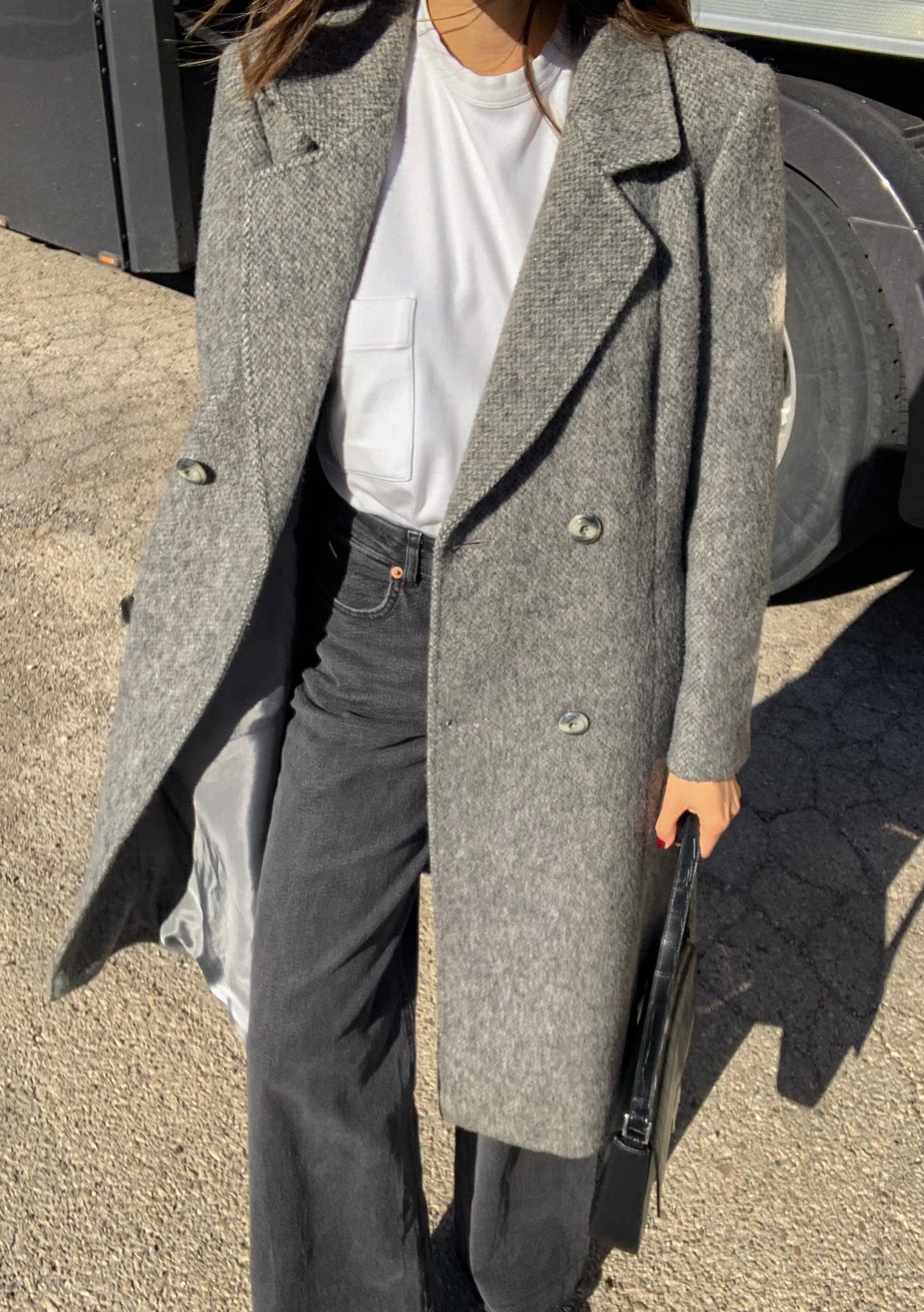 Vintage herringbone grey coat