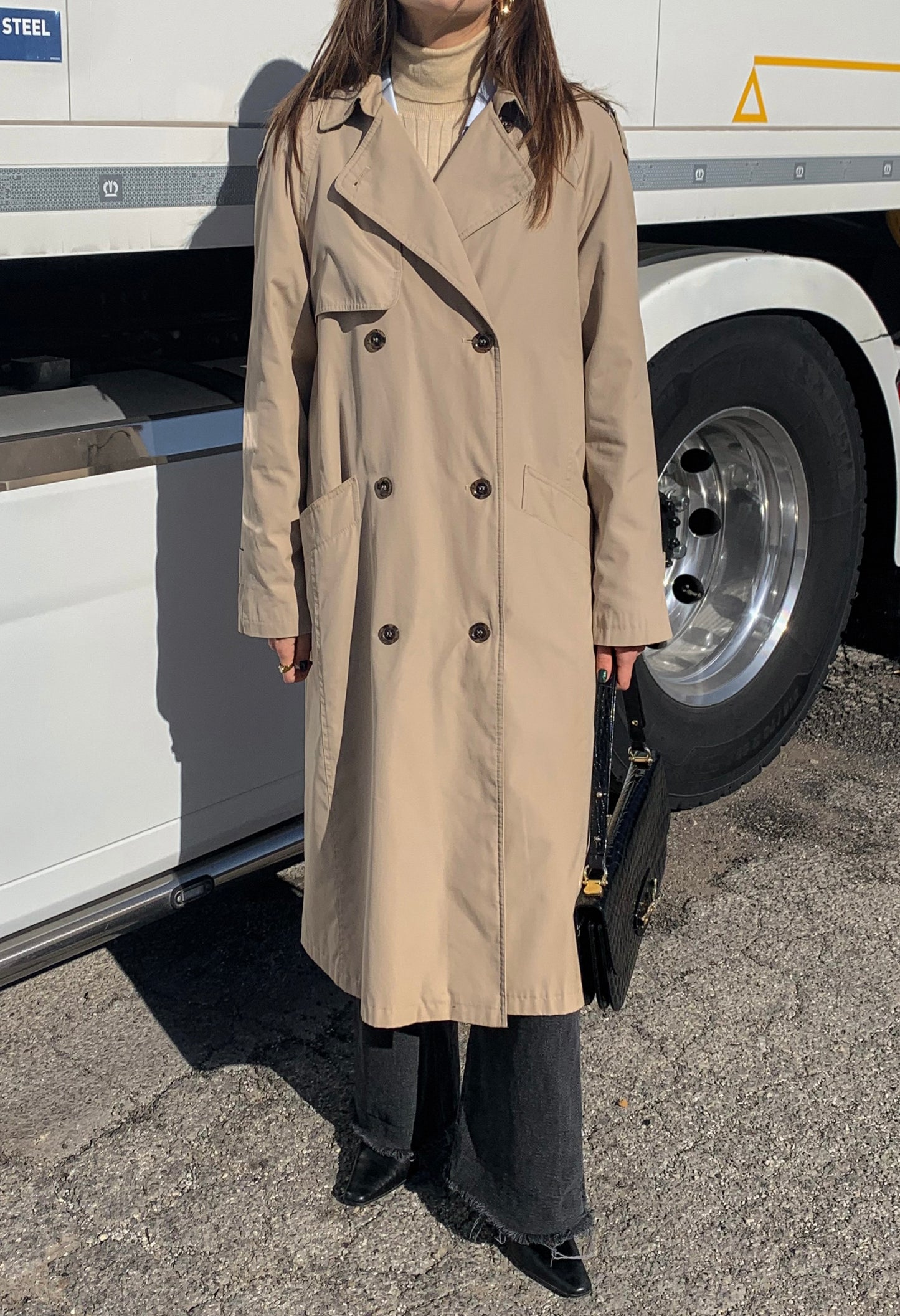 Double-breasted classic trench coat