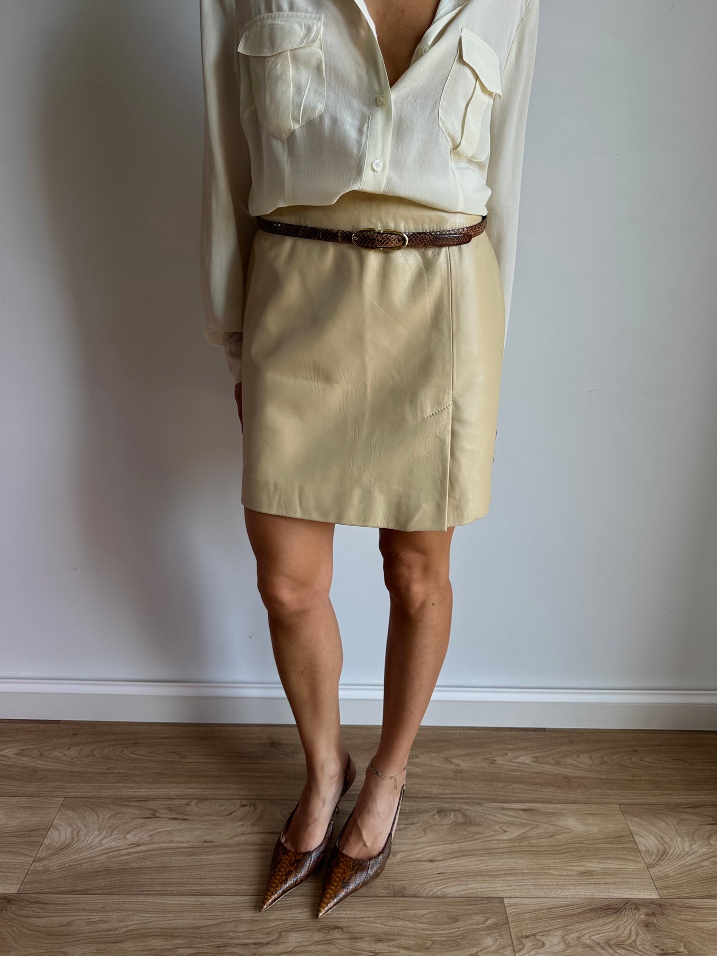 Cream nappa miniskirt