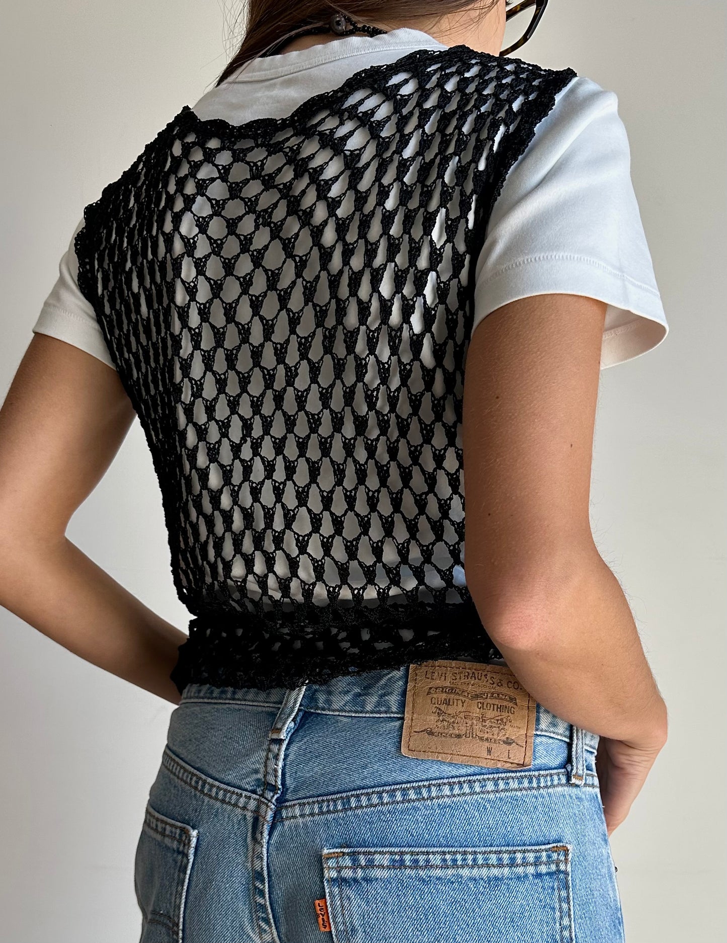 Crochet black vest