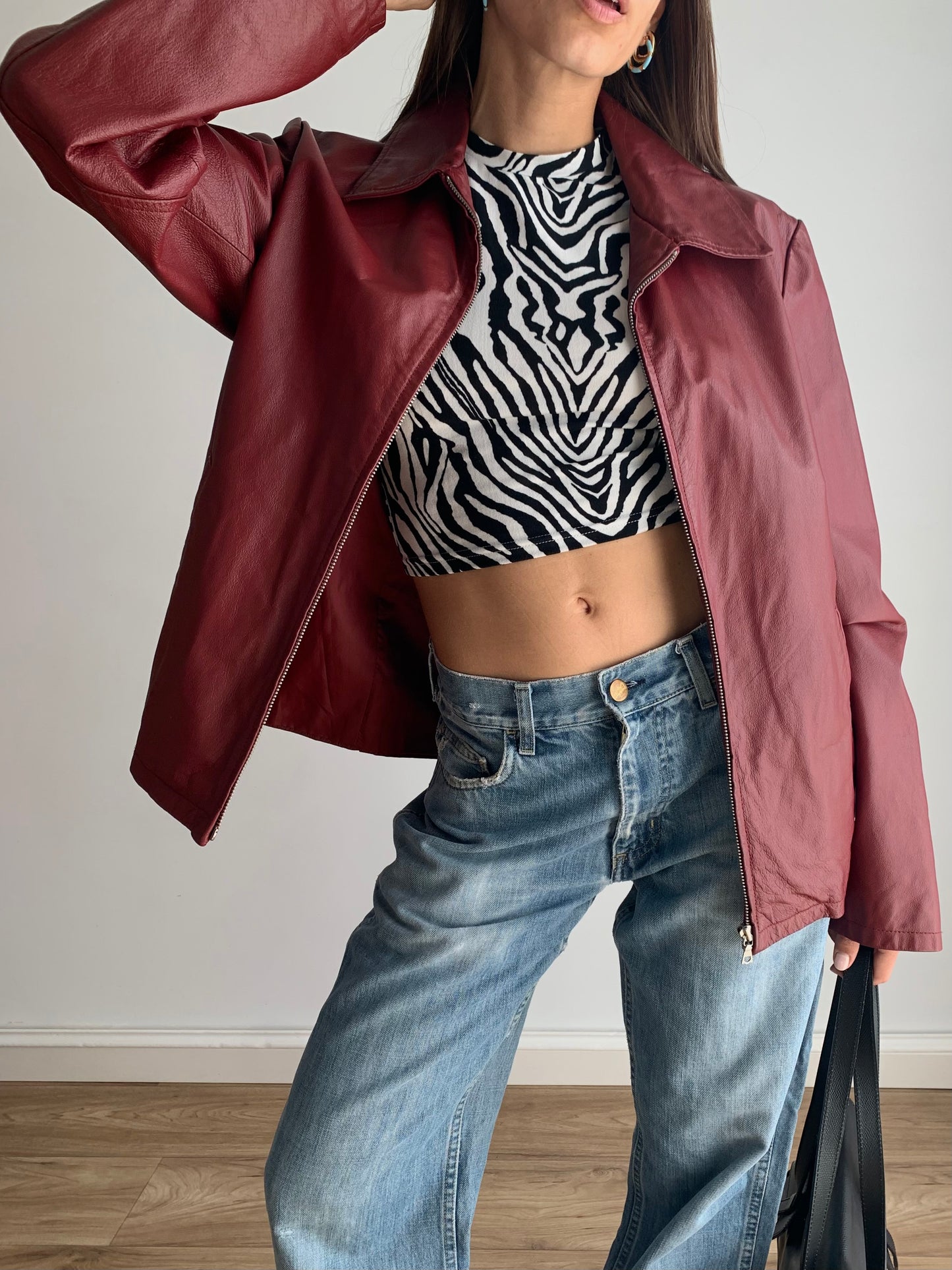 Burgundy leather jacket
