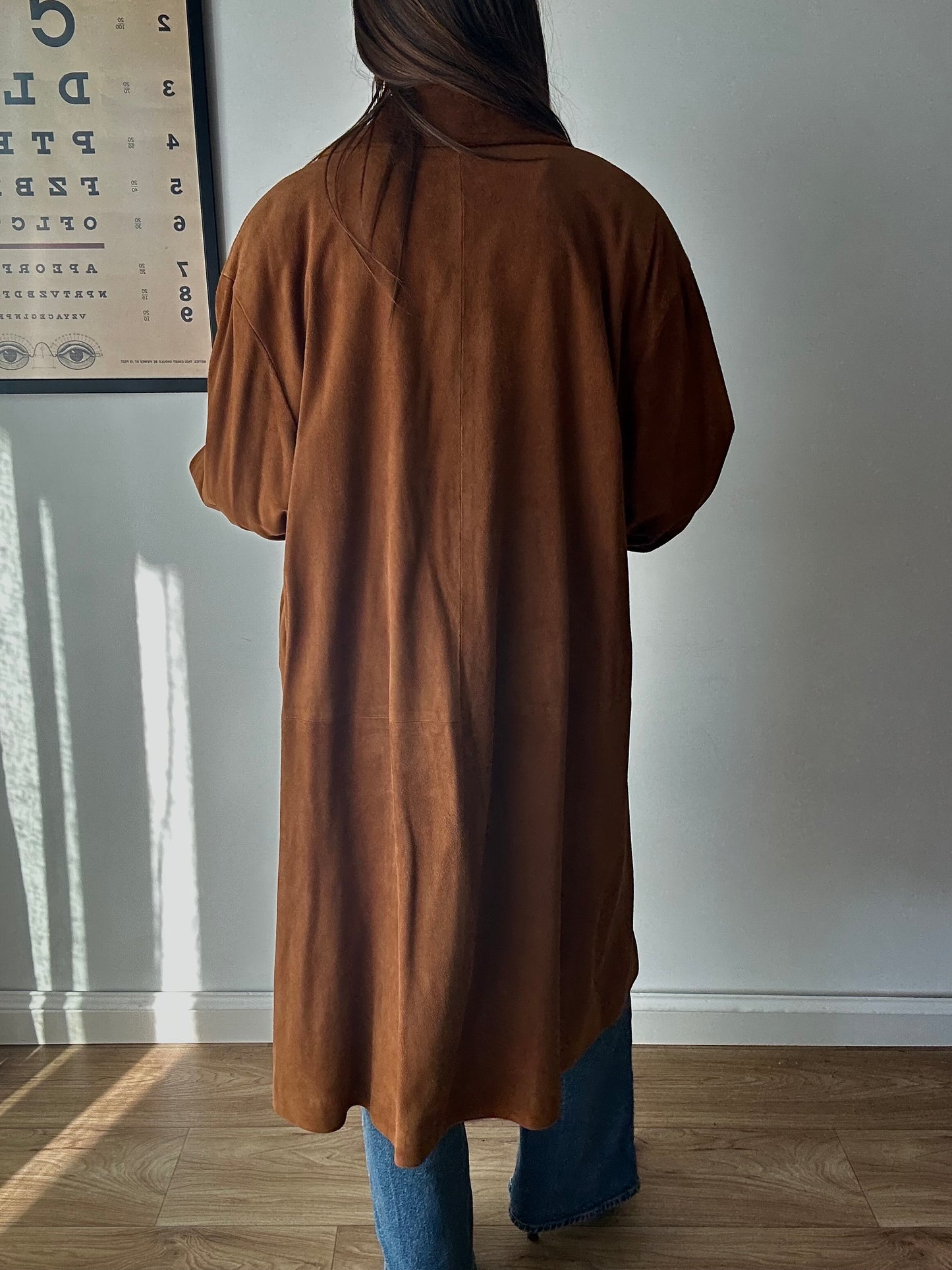 Suede maxi coat