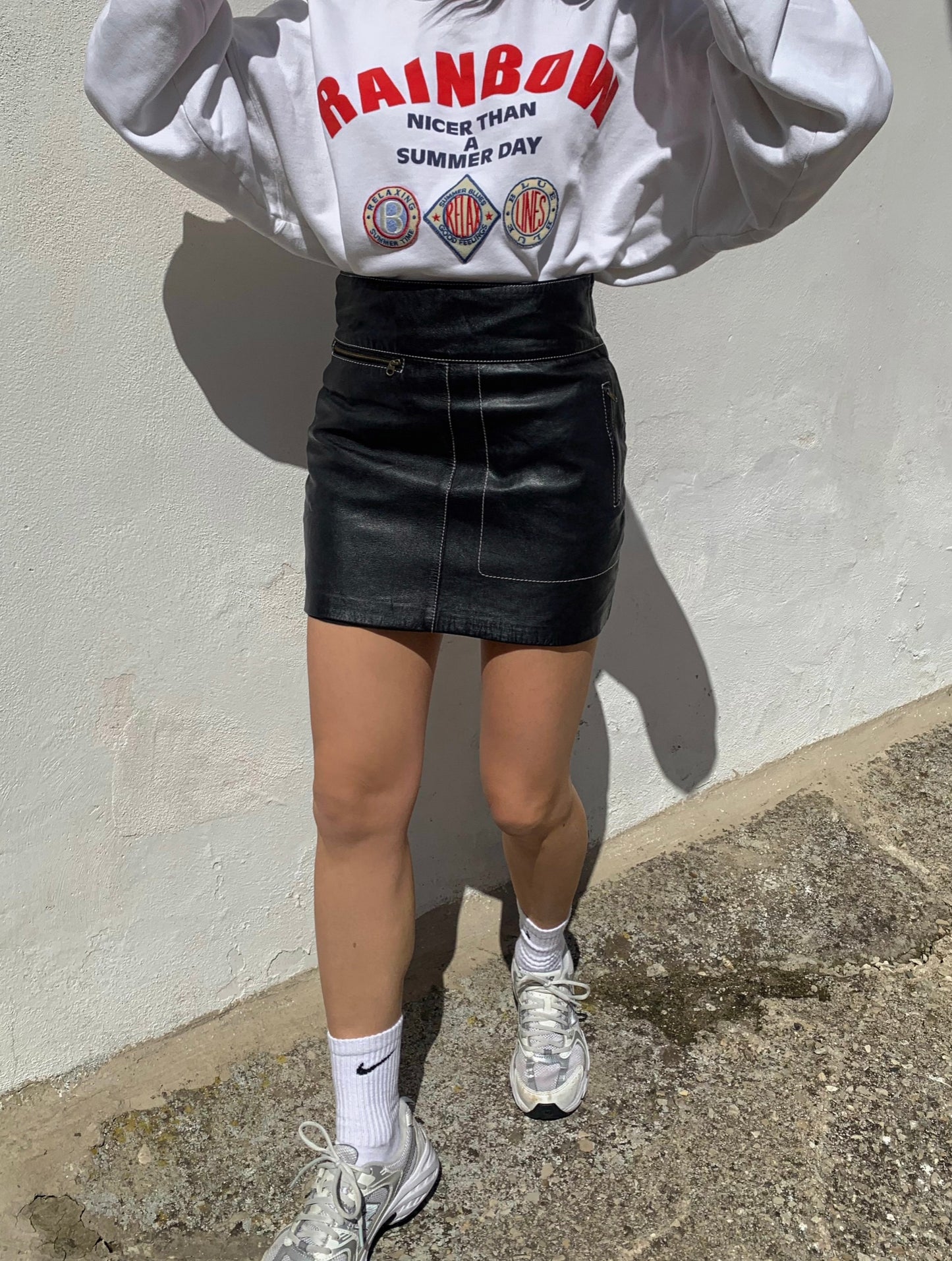 Vintage mini leather skirt