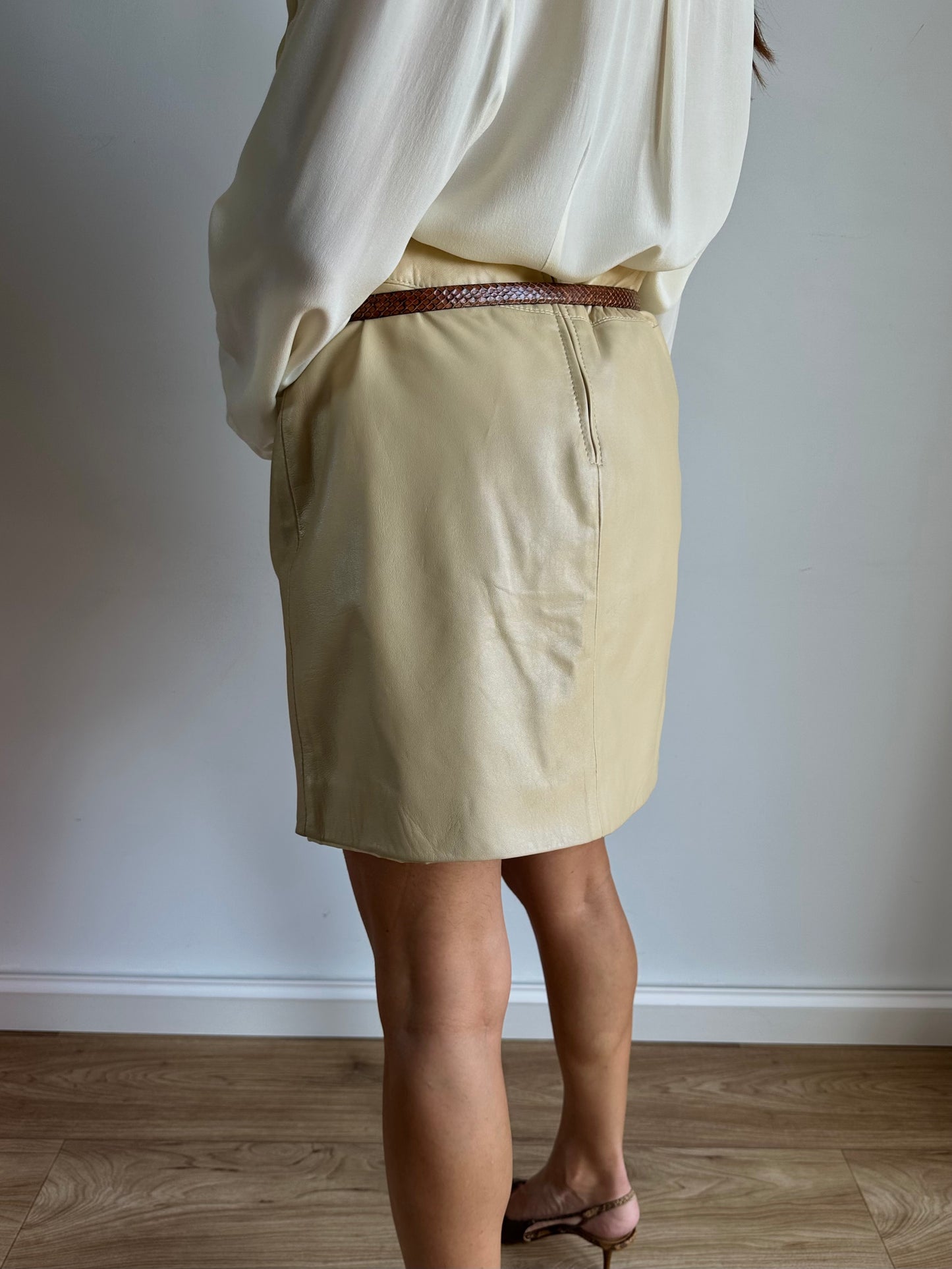 Cream nappa miniskirt