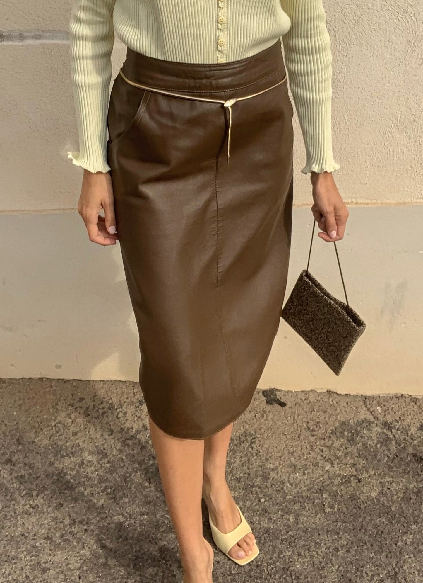 Vintage choco leather skirt
