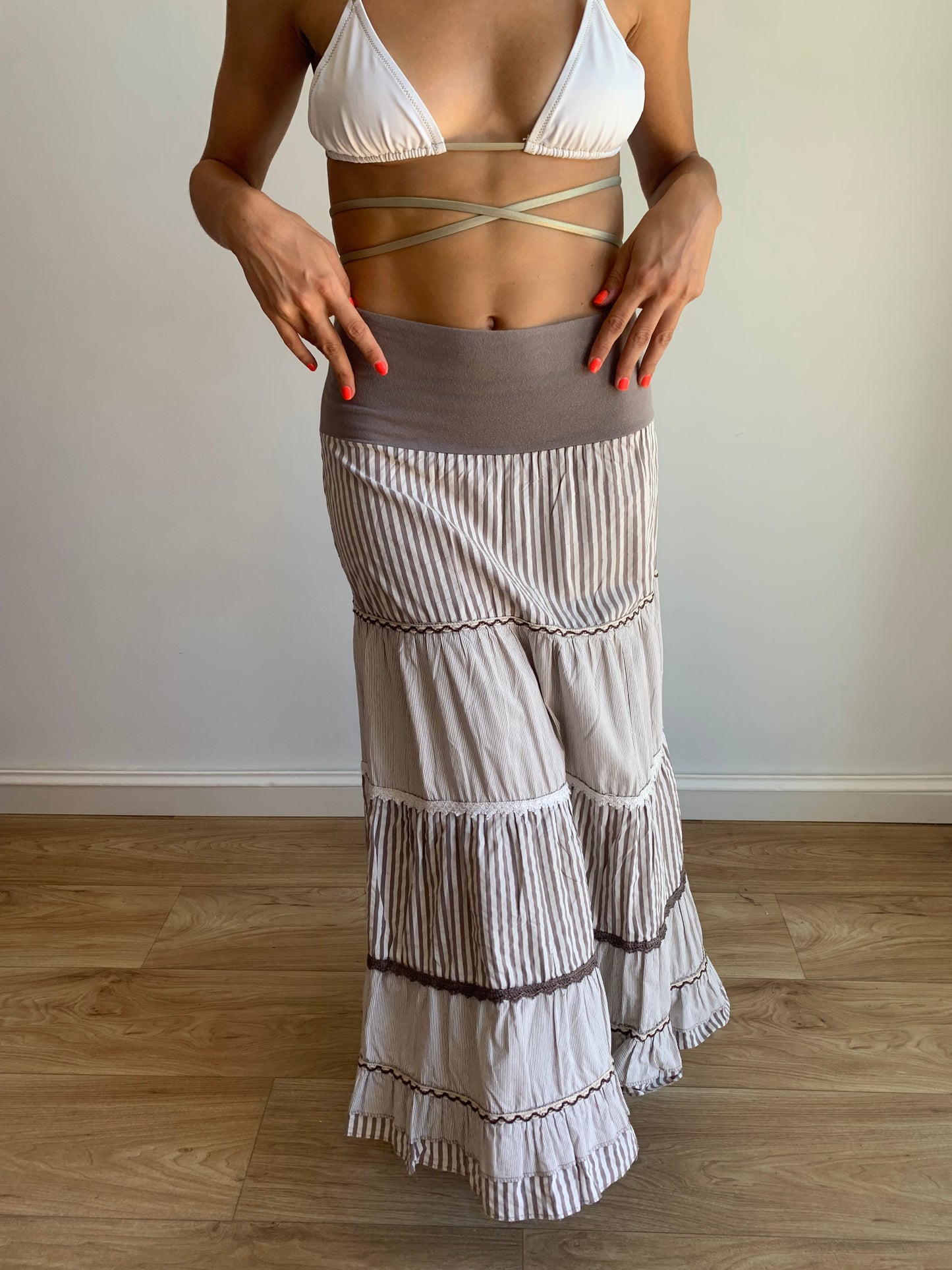 Tiered striped skirt