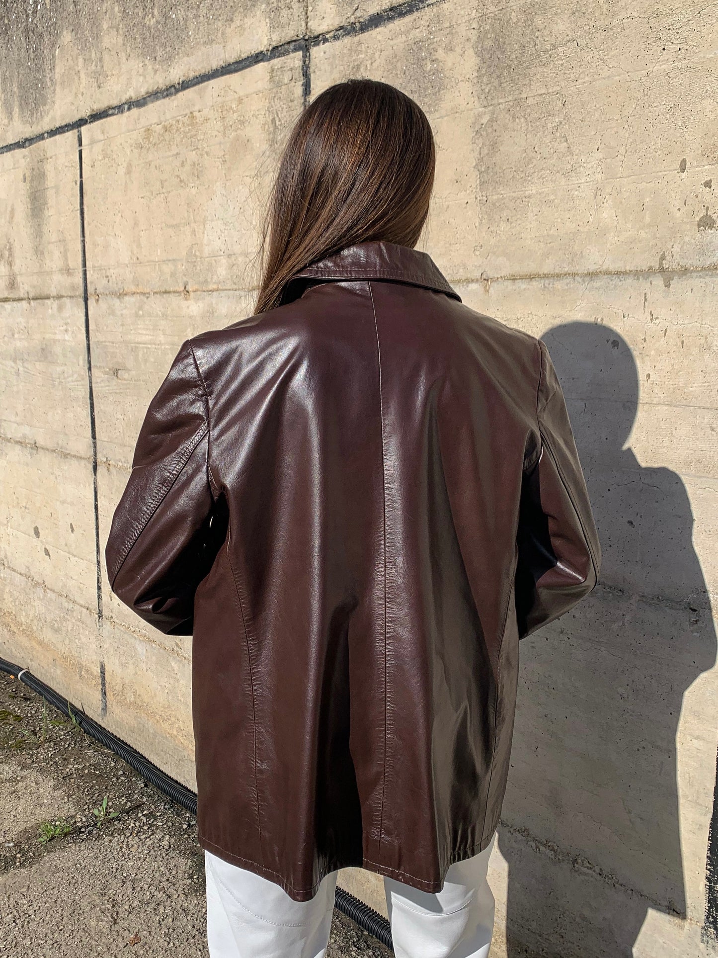 Vintage coffee leather jacket