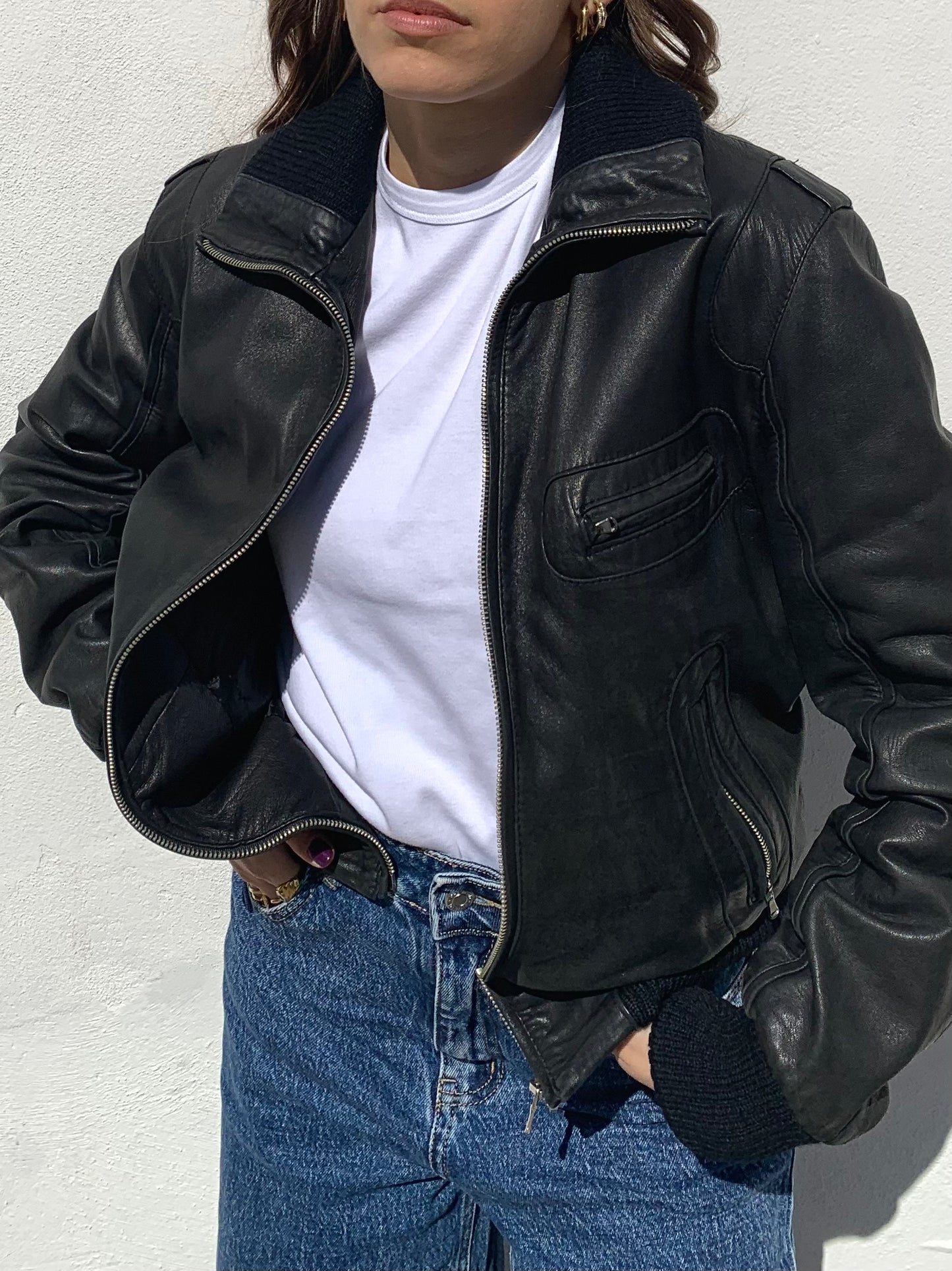 Vintage genuine leather bomber