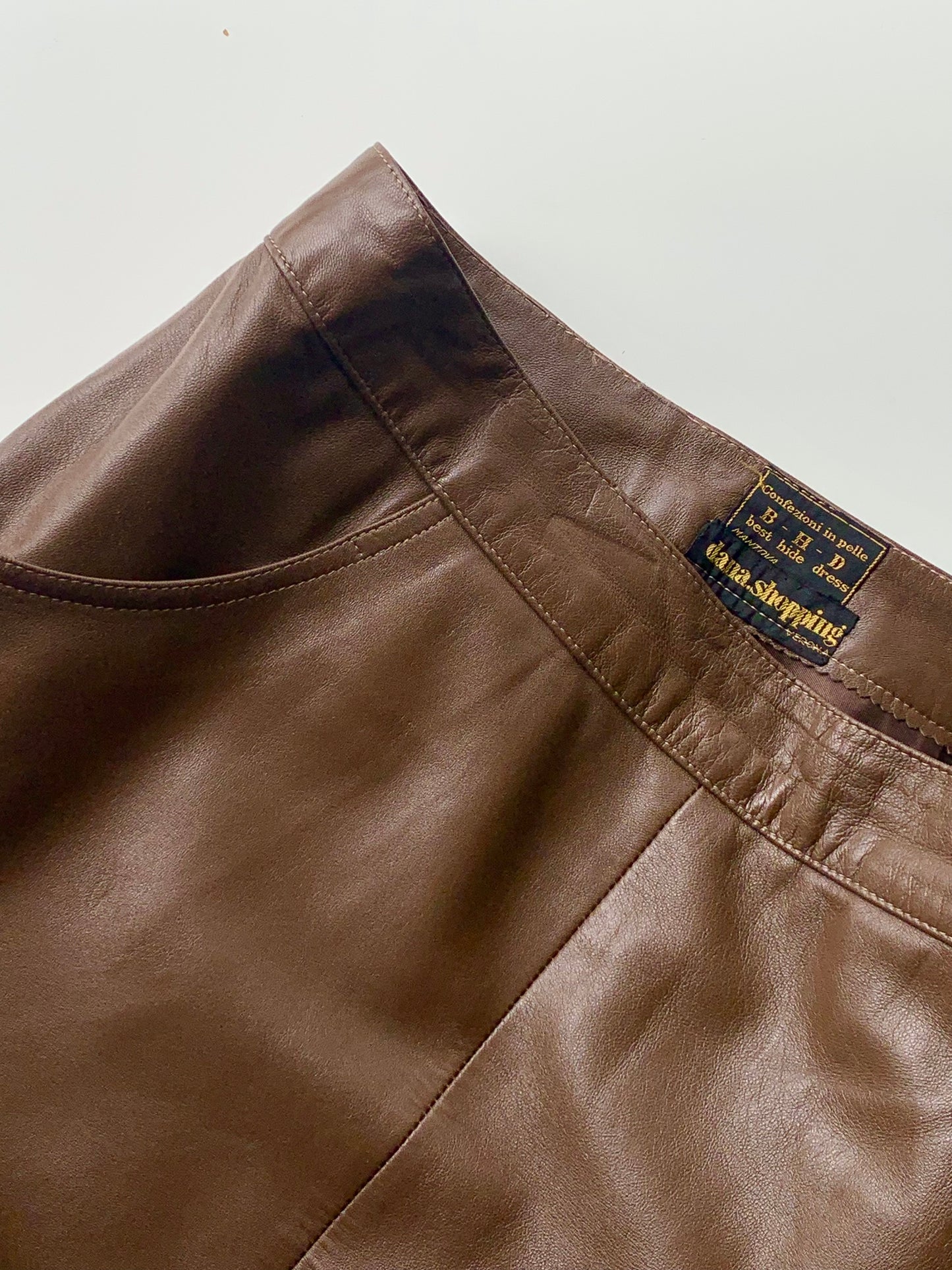 Vintage choco leather skirt