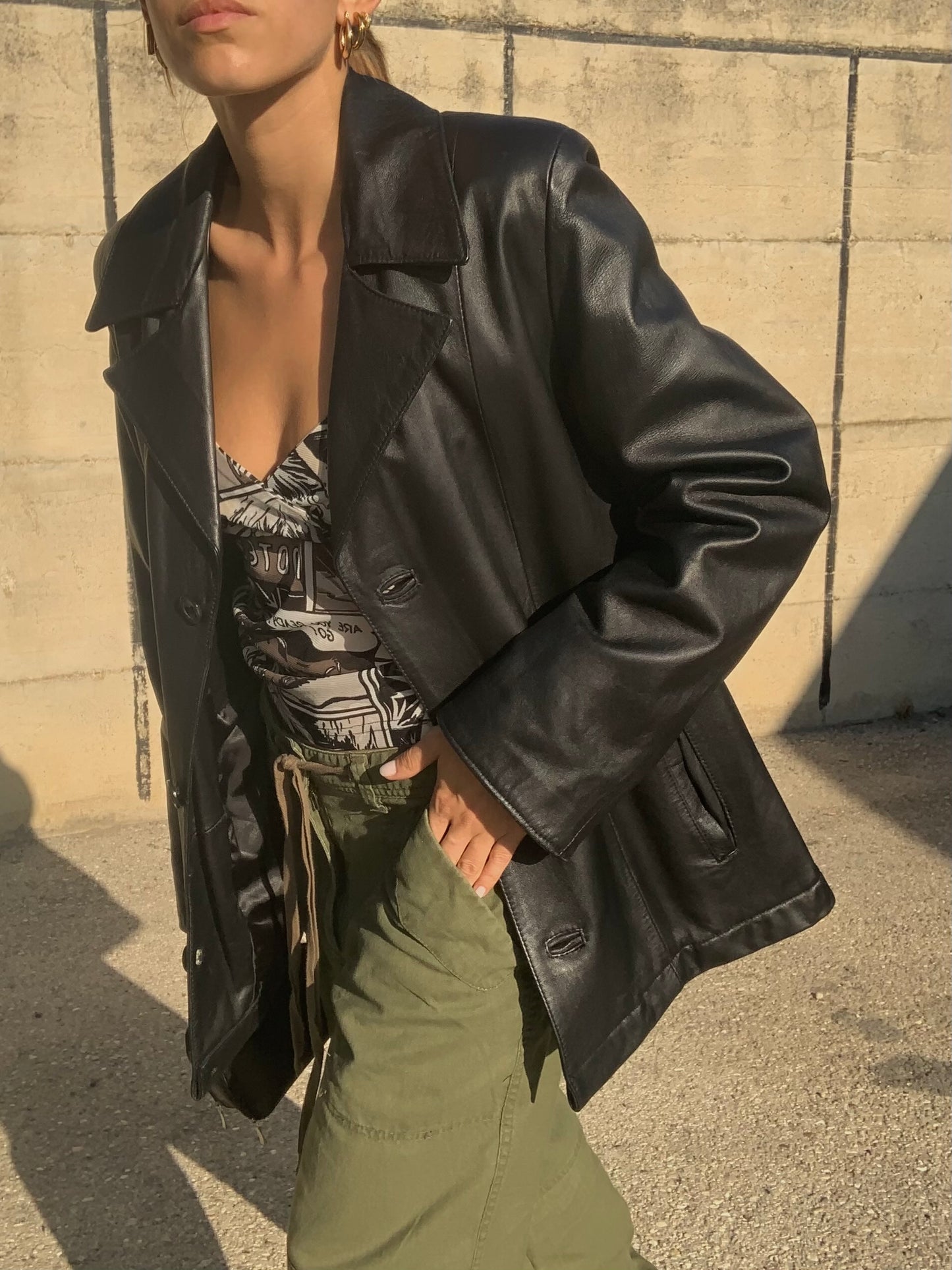 Genuine leather black jacket