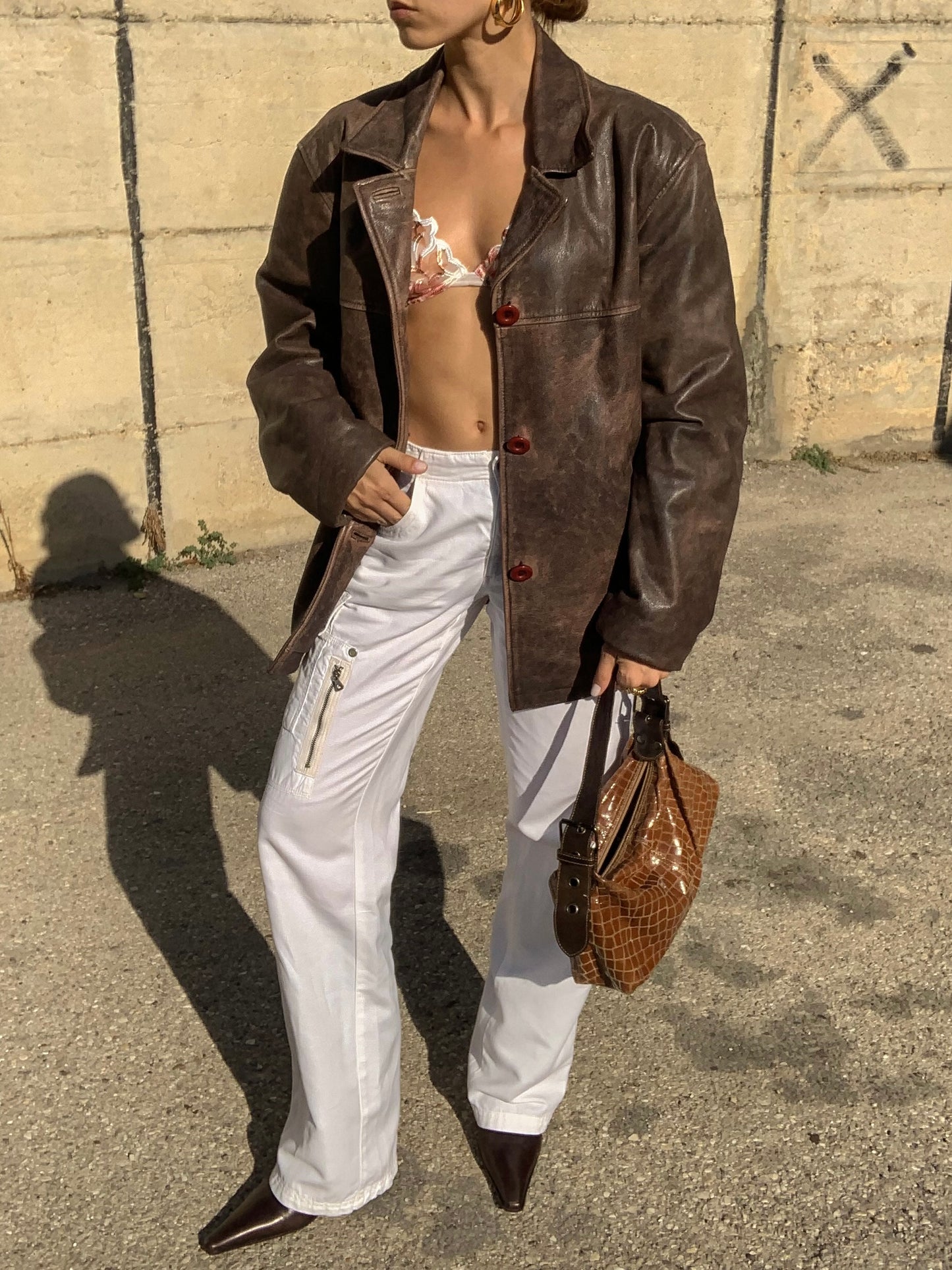 Vintage distressed leather jacket