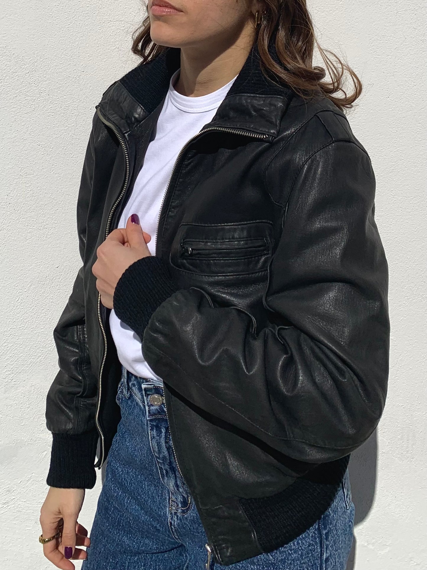 Vintage genuine leather bomber