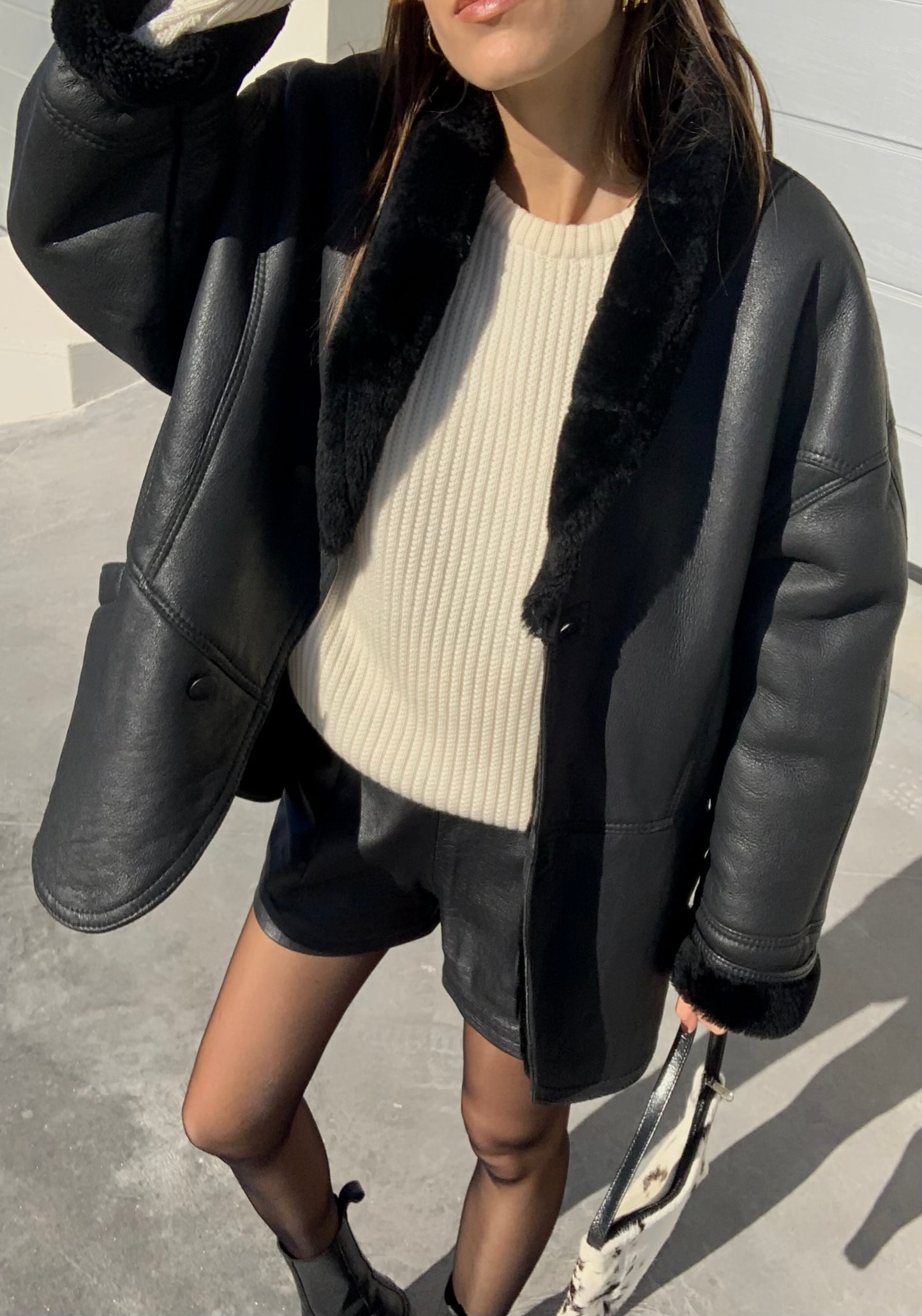 Vintage black Shearling coat